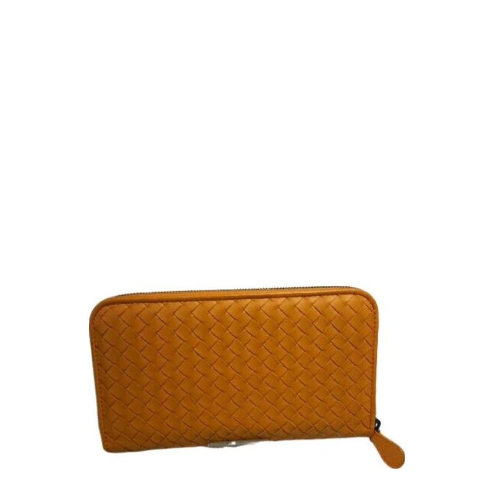 Intrecciato Leather Wallet - Orange - Image 1