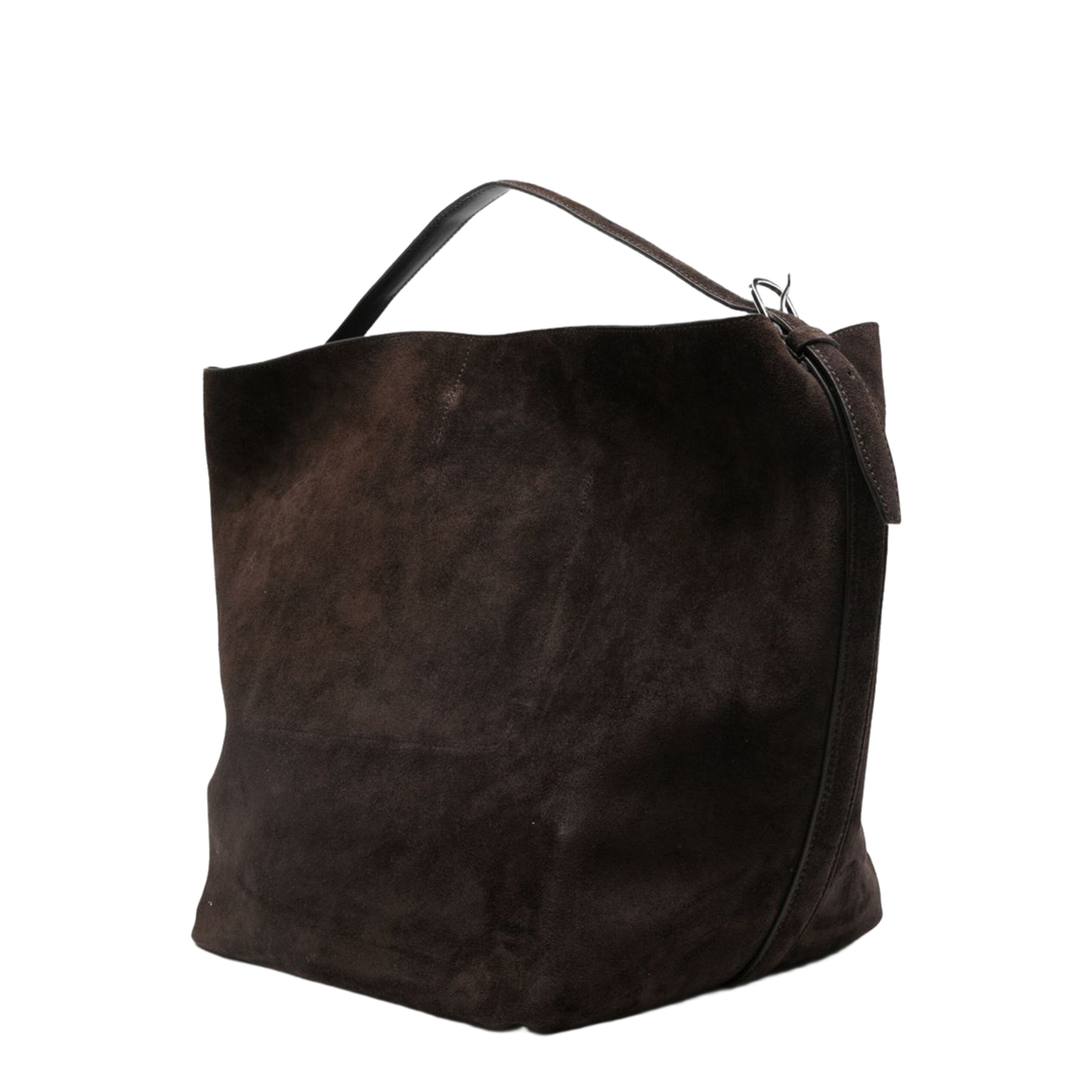Belted Suede Tote - Brown - Image 4