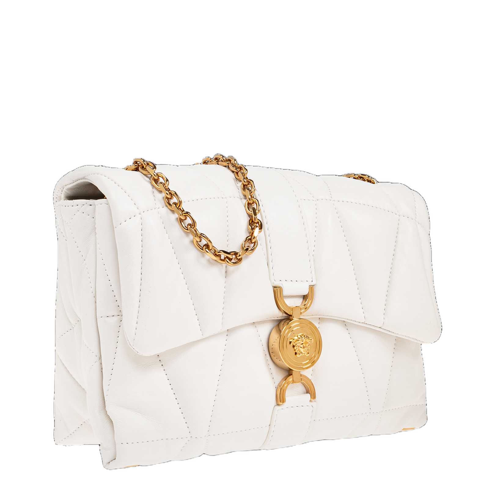 Kleio Quilted Nappa Shoulder Bag - White - Image 3