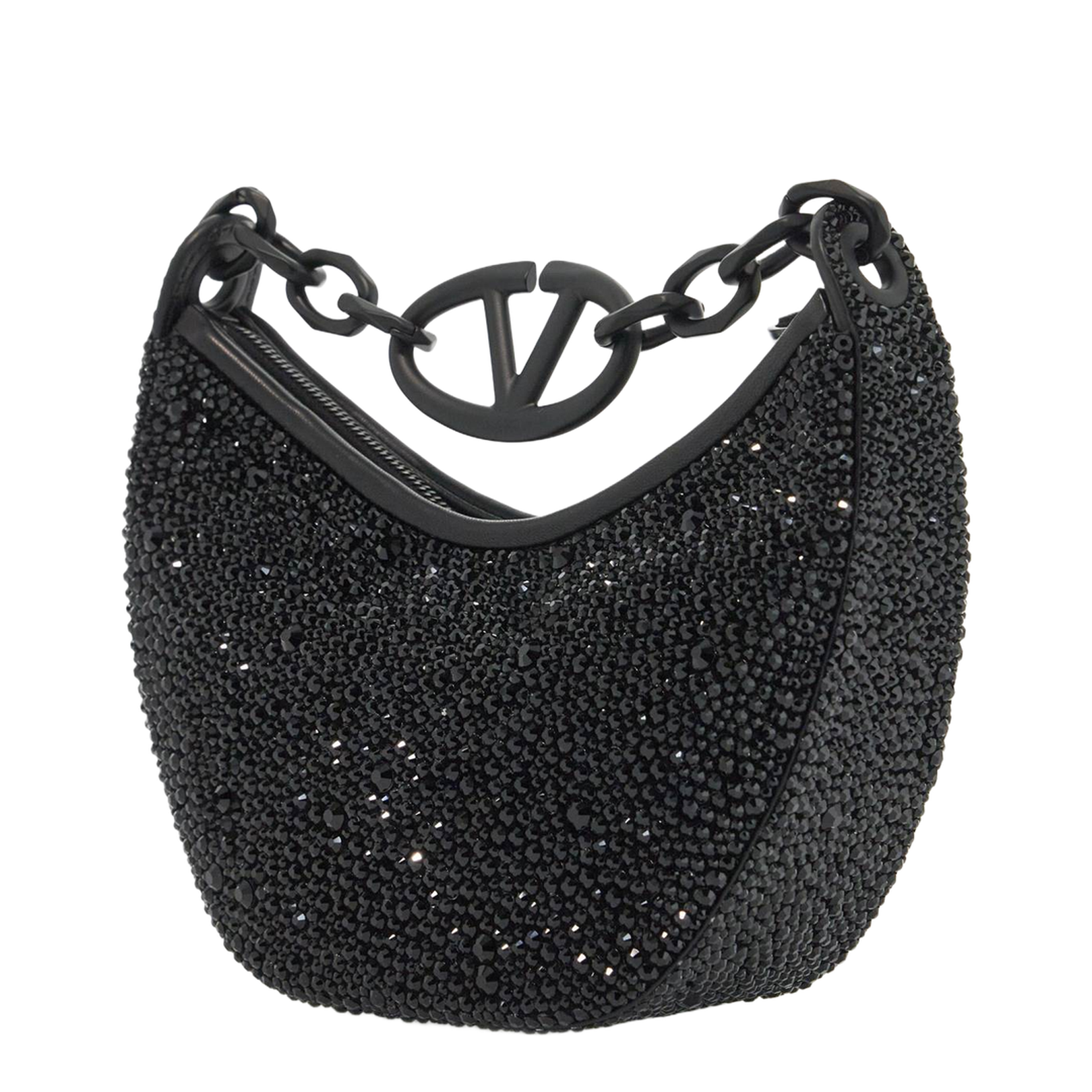 Embellished Leather Hobo VLogo Moon Handbag - Image 3