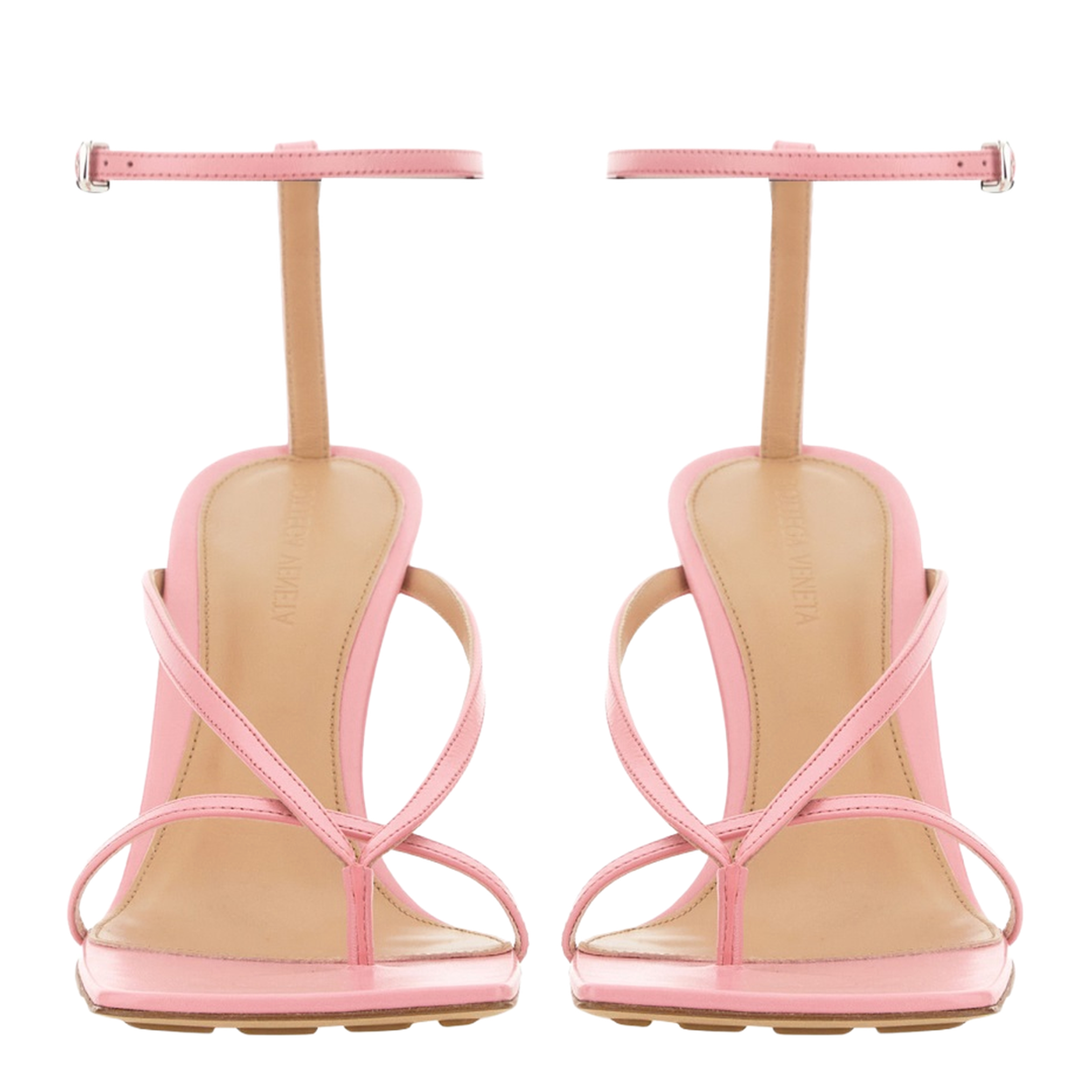 Pink Leather Stretch Sandals - Image 2