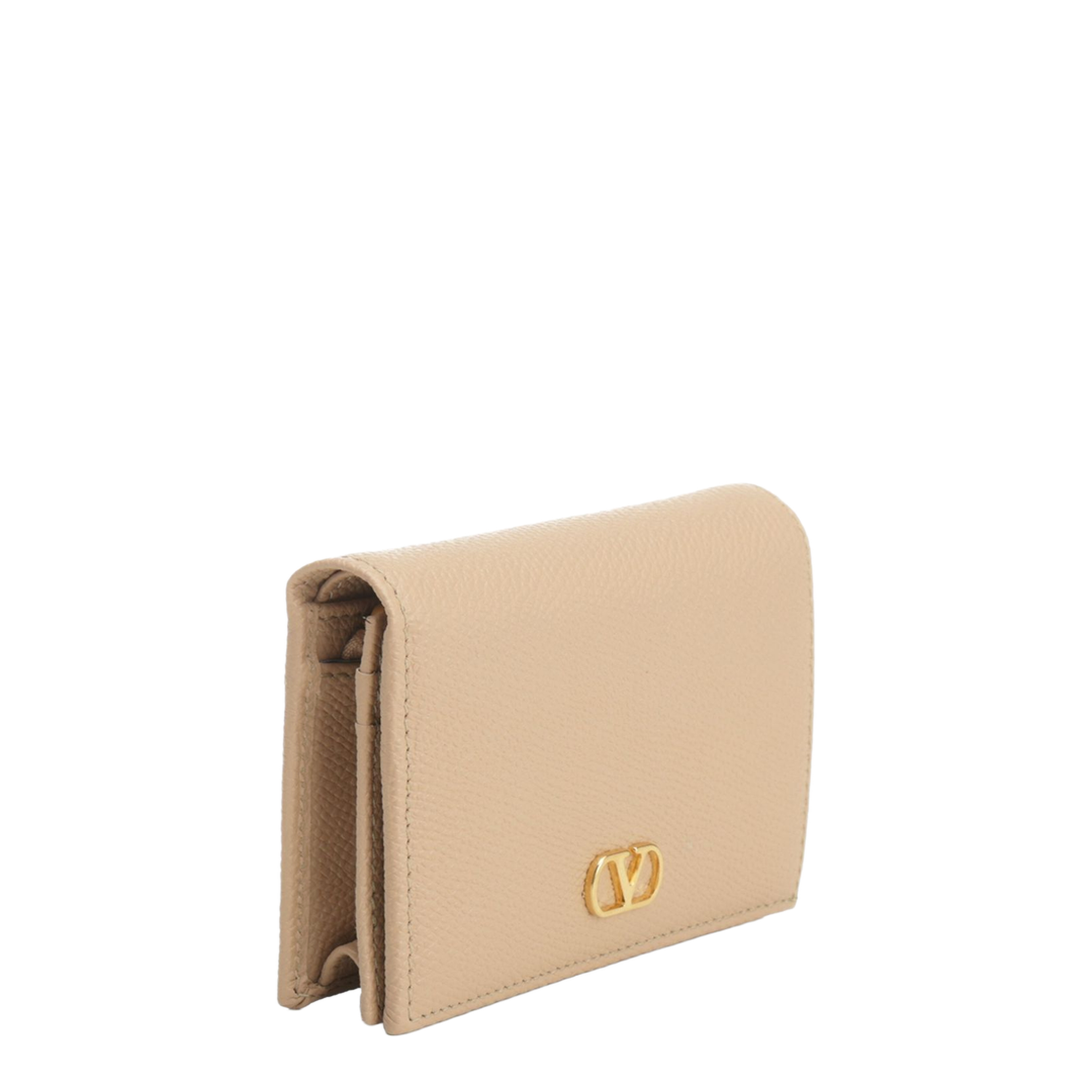 VLogo Signature Pebble-Grain Calfskin Wallet - Rose Sand - Image 2