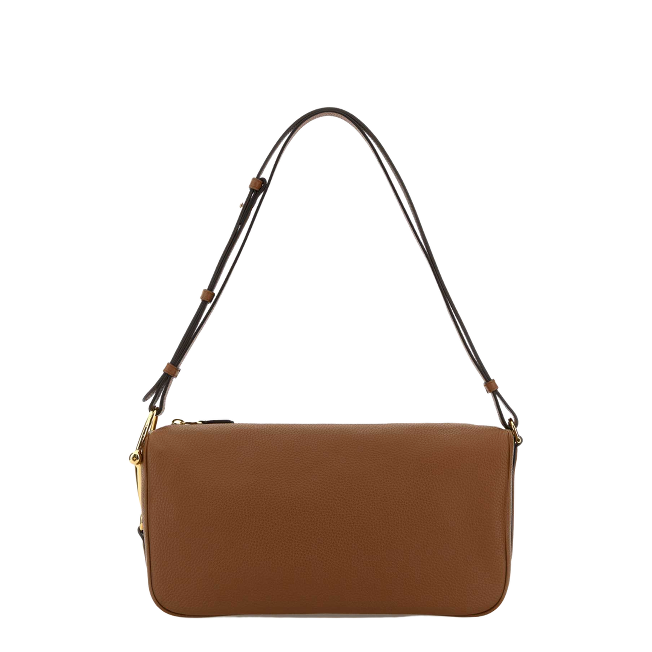 Half Horsebit Medium Grainy Leather Shoulder Bag - Brown Leather - Image 3