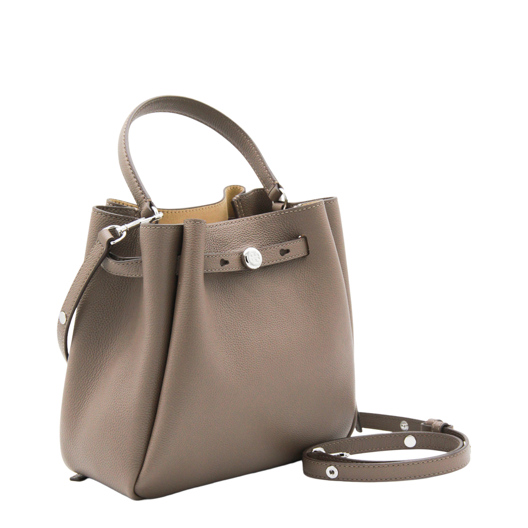 Romy Pebbled Leather Bucket Bag - Soft Cement - Image 3