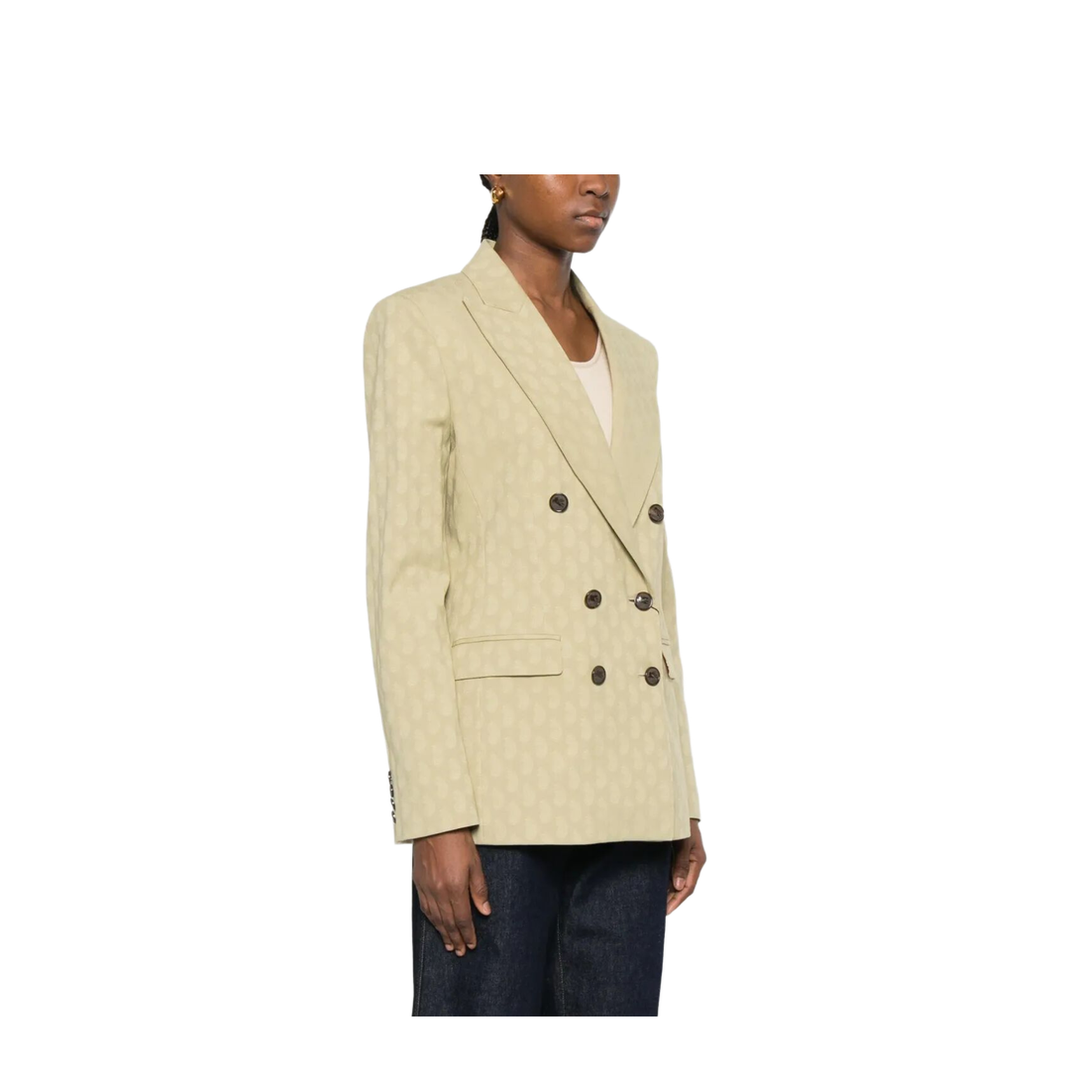 Double-Breasted Fitted Paisley-Motif Blazer - Image 4