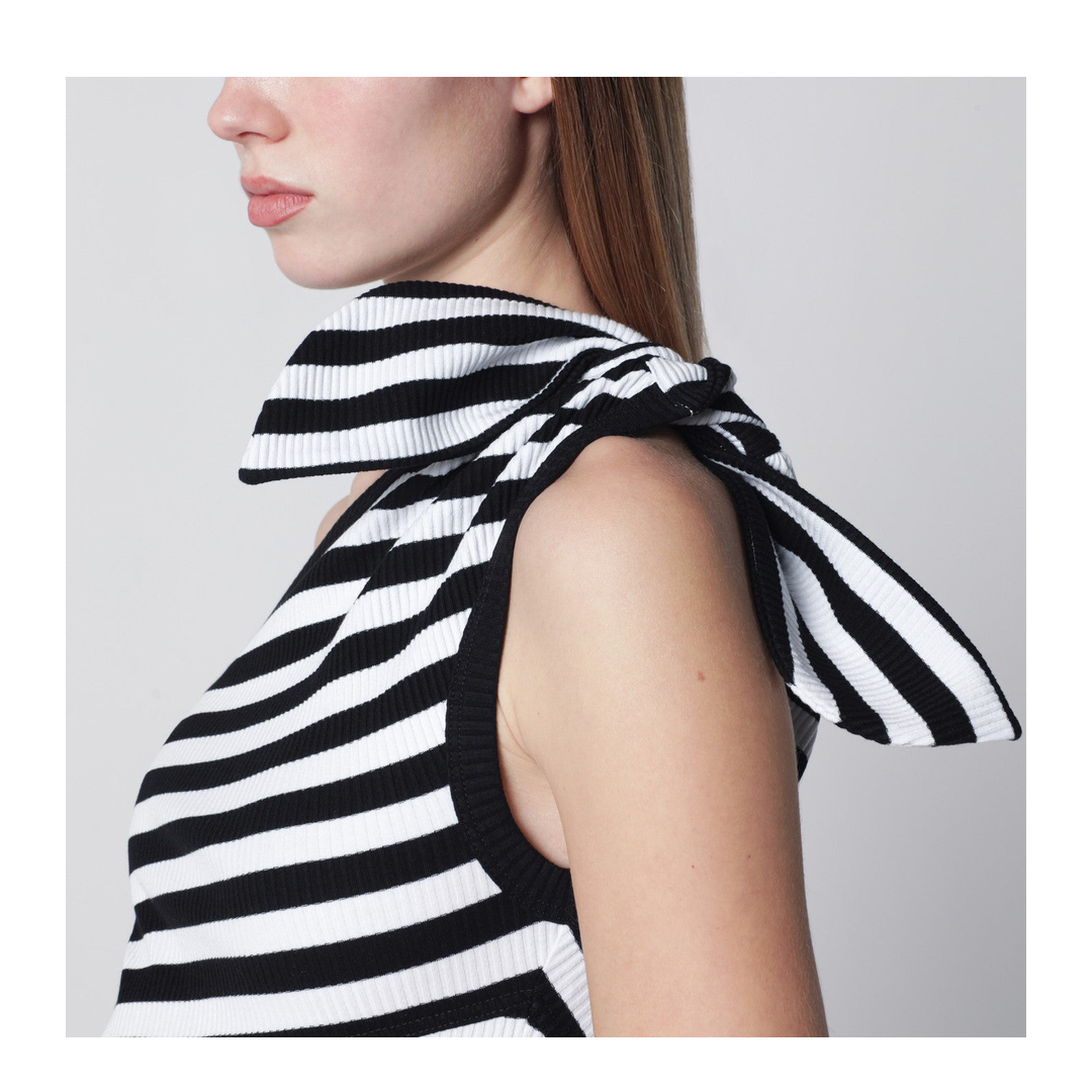 Black and White Striped One-Shoulder Mini Dress - Image 2