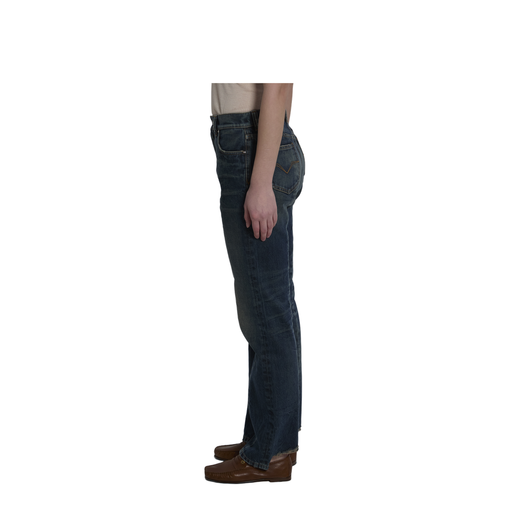 Women's Cotton Straight-Leg Jeans Blue - Image 3