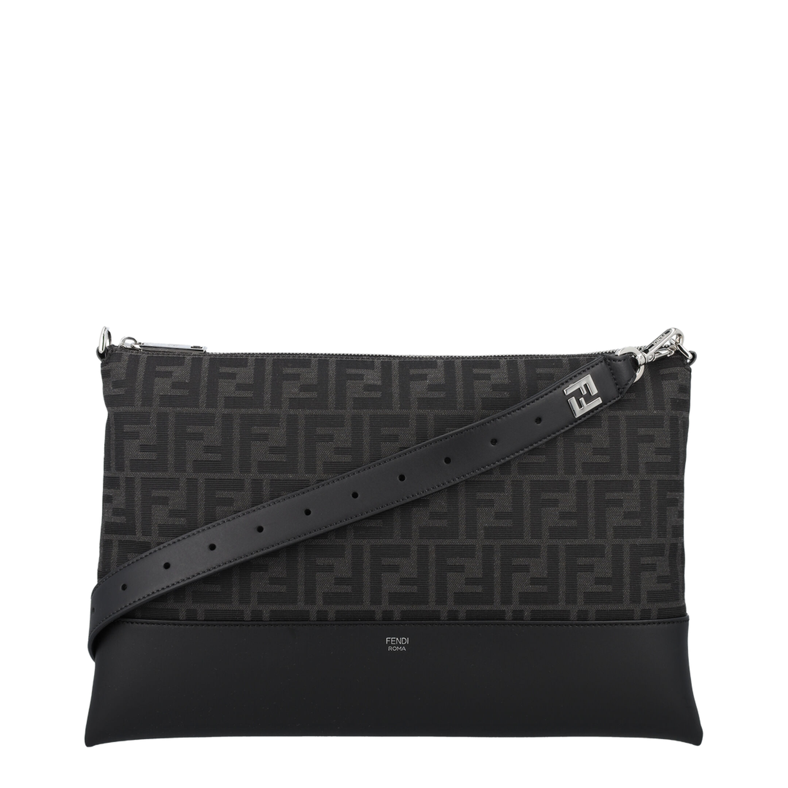 FF Jacquard
Black Leather Crossbody Bag - Image 4