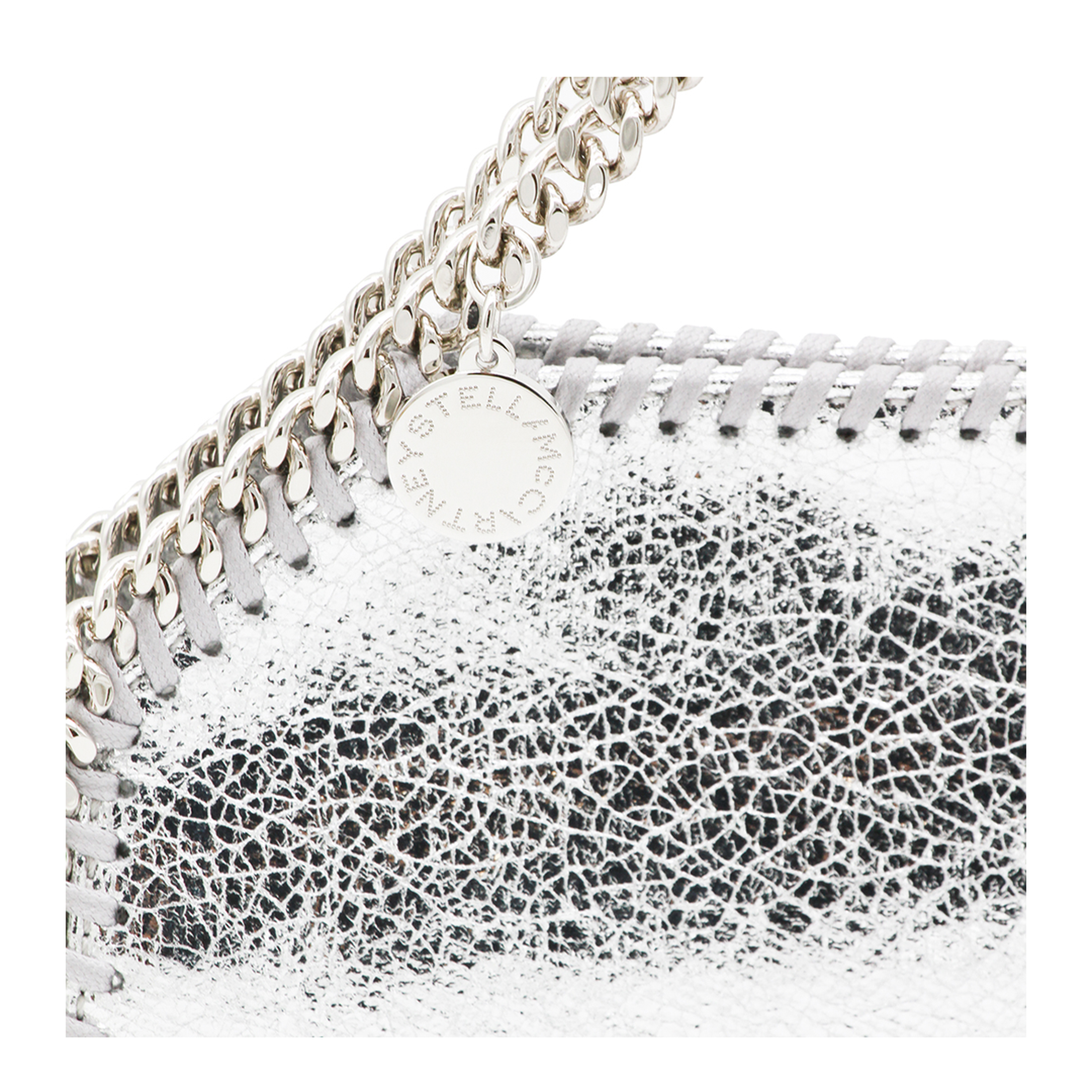 Falabella Tiny Cracked Metallic Polyester Tote Bag - Silver - Image 7