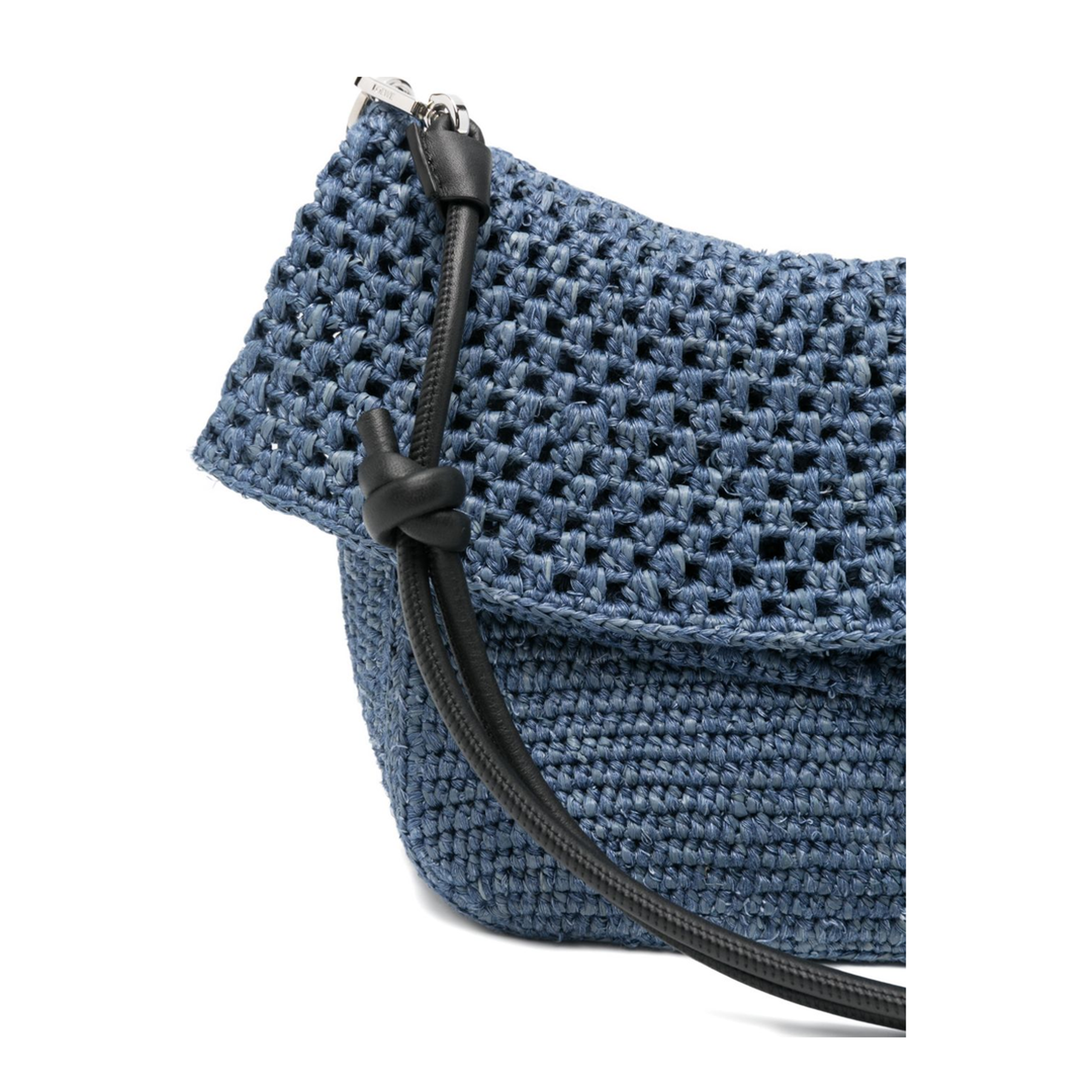Ola Medium Crochet Shoulder Bag - Denim Blue - Image 3