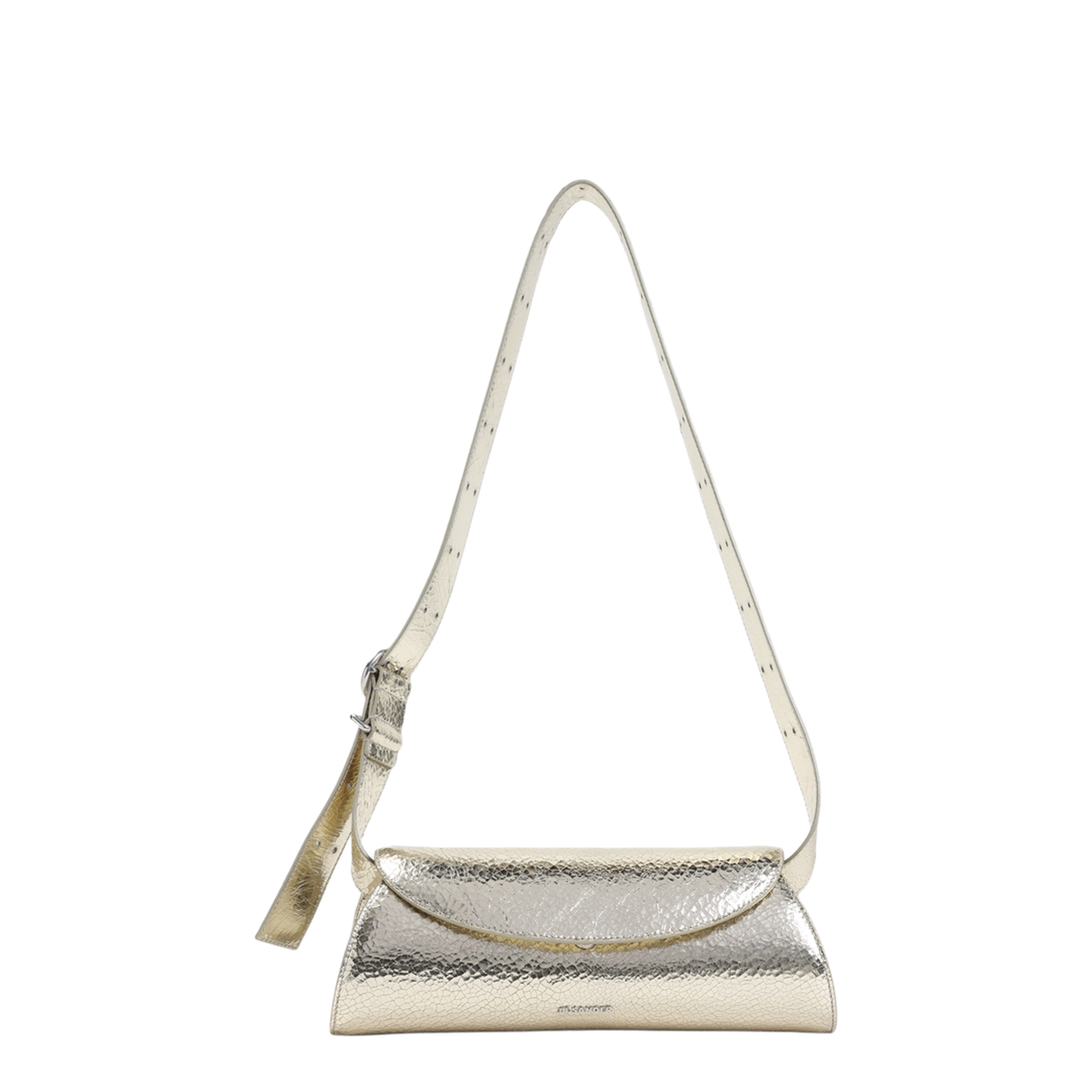 Cannolo Small Crackled Laminated Leather Handbag - Platino - Image 1