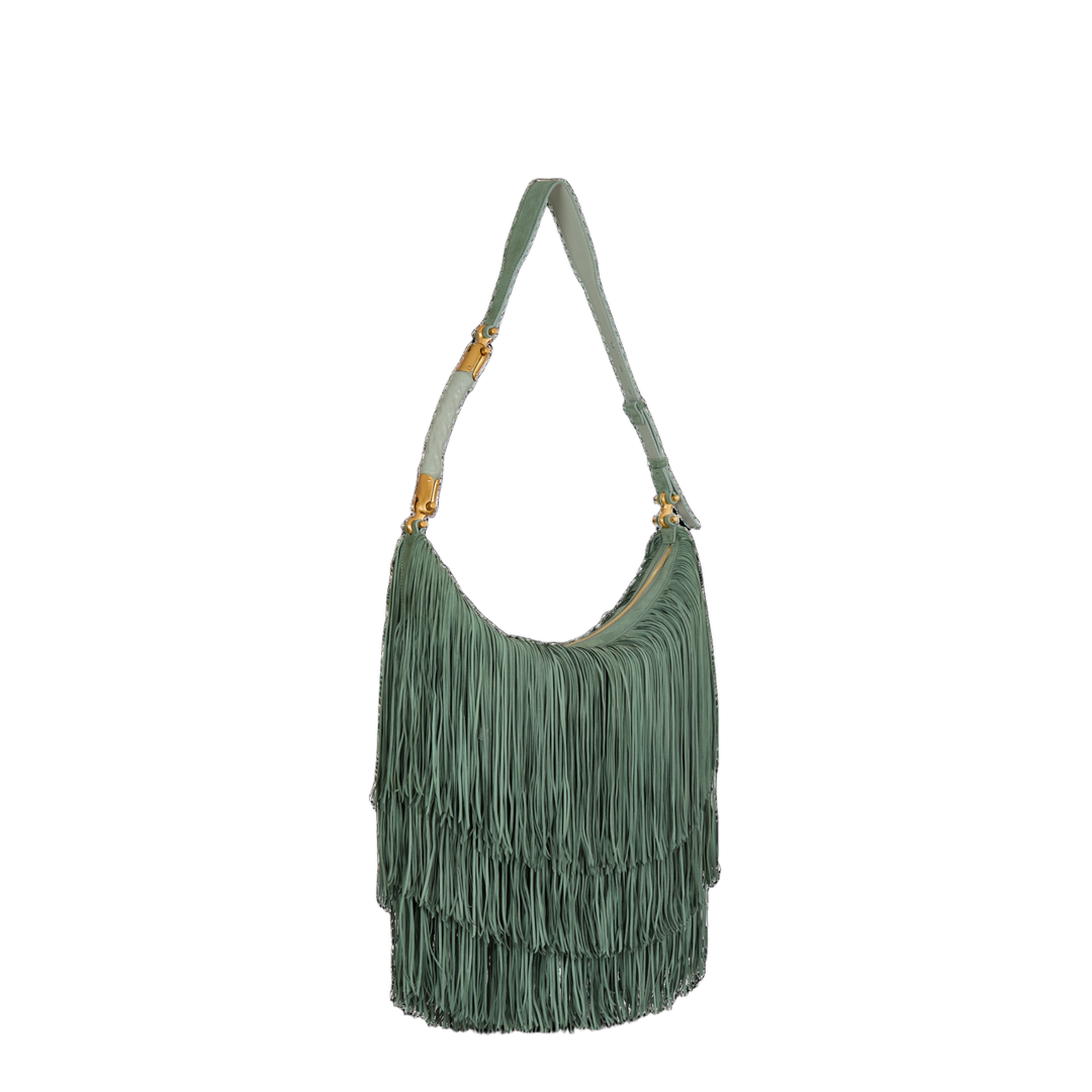 Ébène Large Suede Leather Hobo Bag - Verde - Image 2