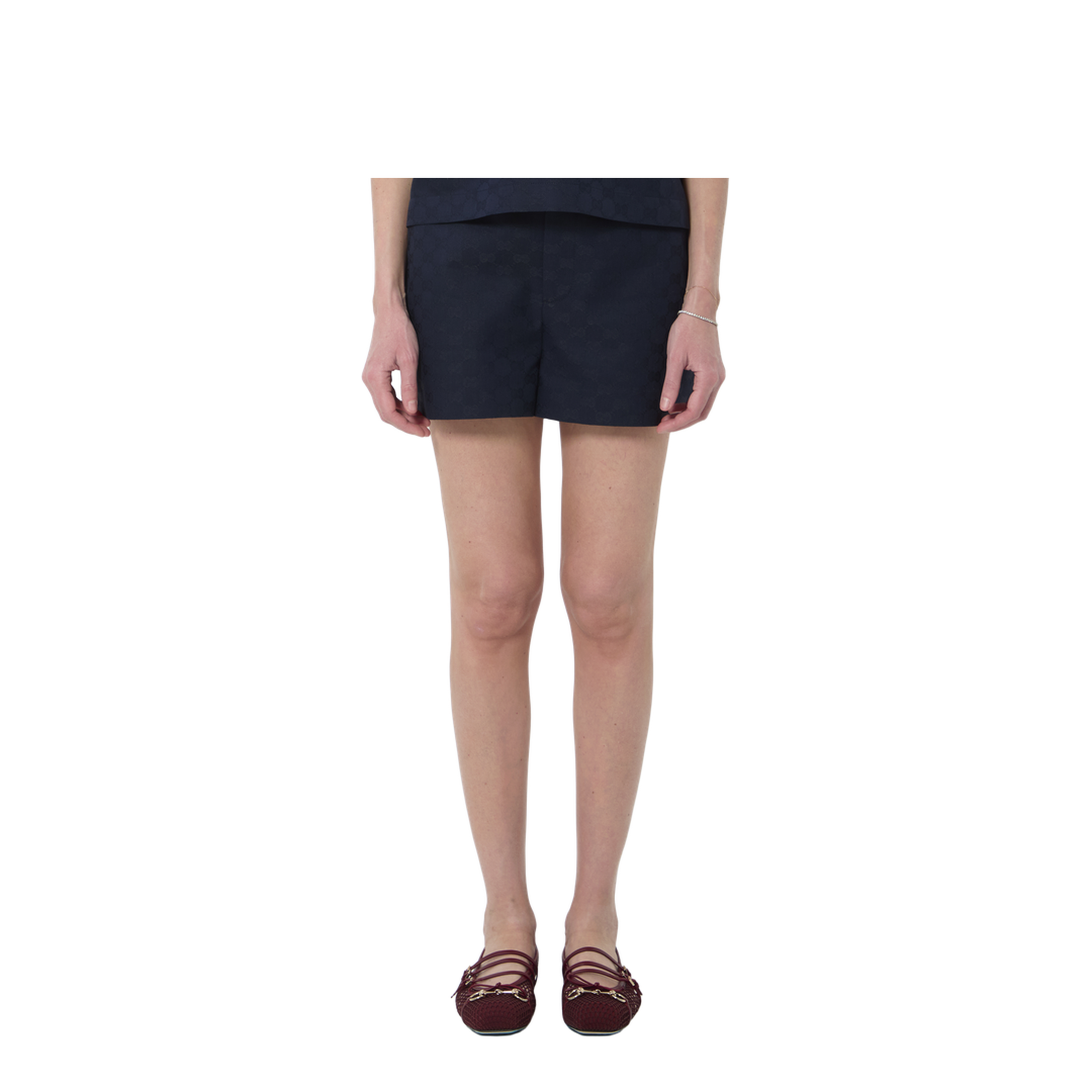 Blue Gg Cotton Gabardine Shorts - Image 1