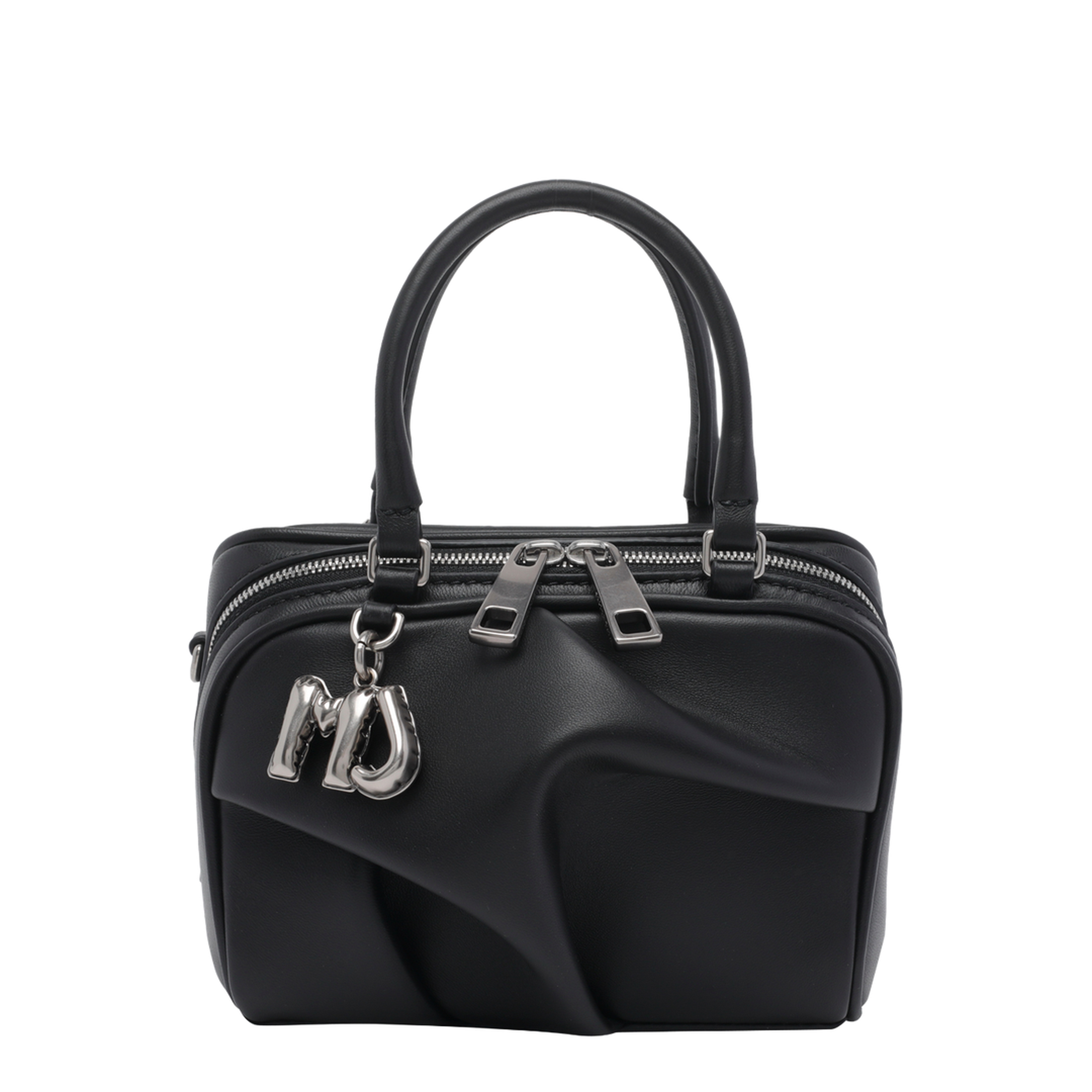 The Micro Bauletto Calf Leather Top Handle Bag - Black - Image 1