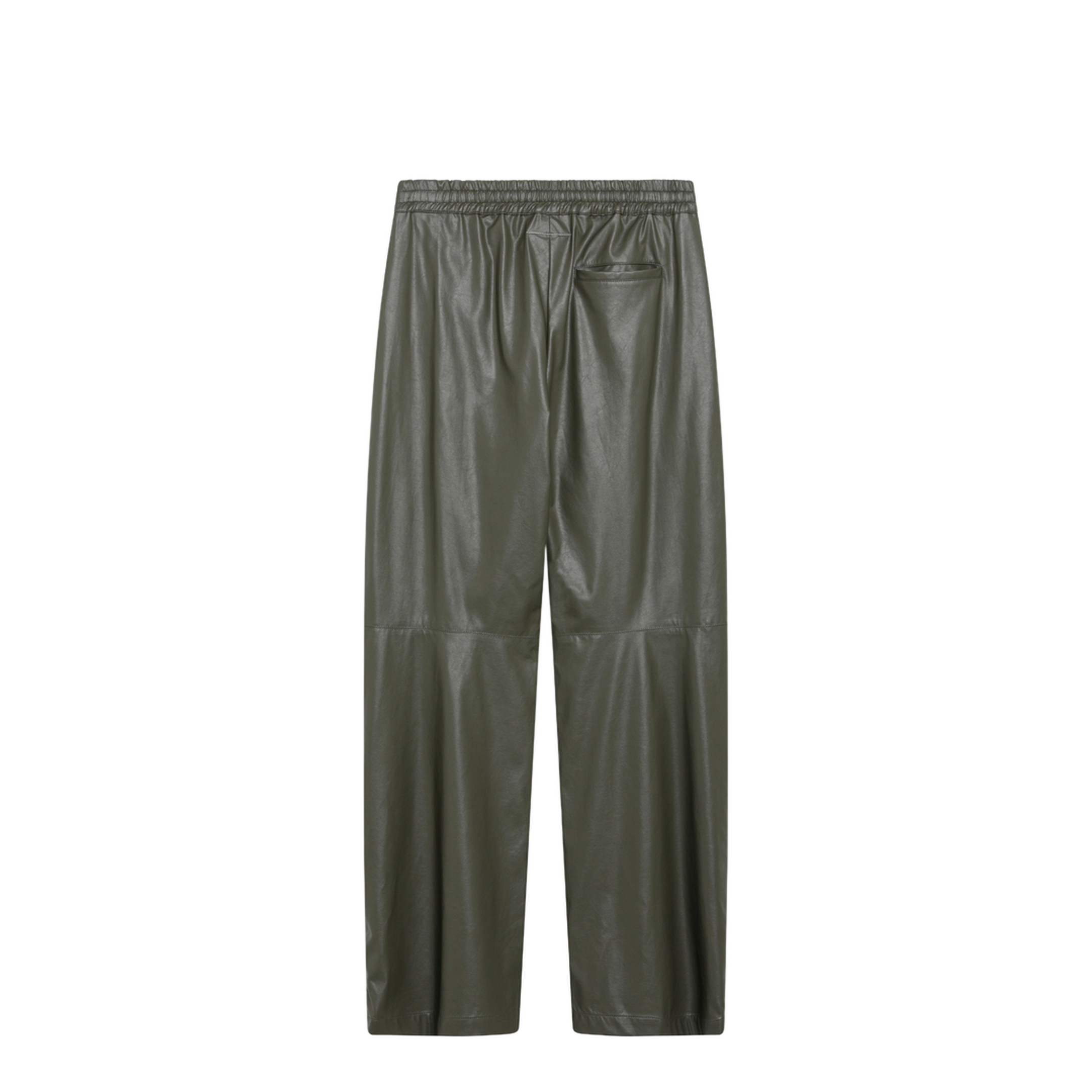 Khaki Green Wide-Leg Trousers In Faux Leather - Image 2