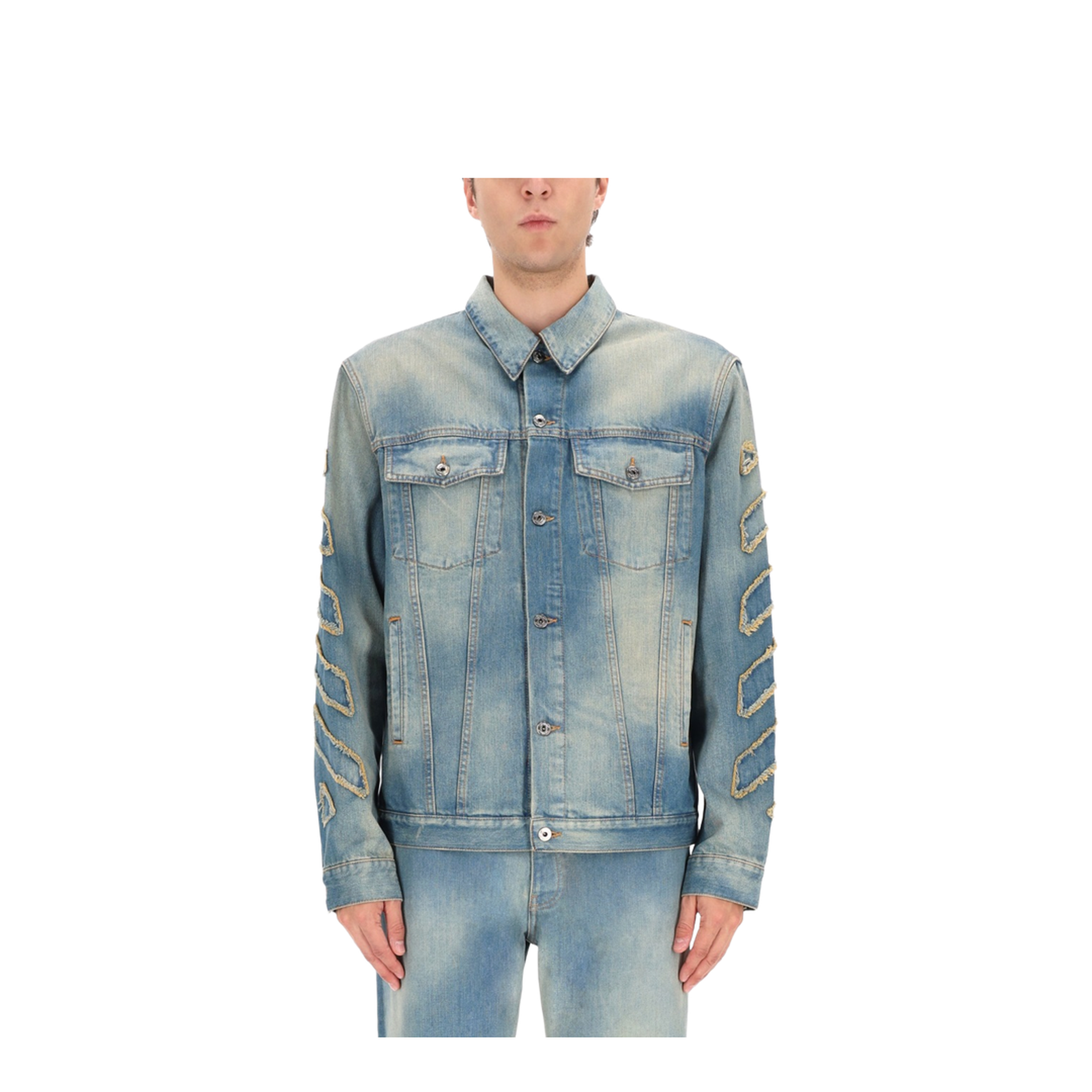 Diagonal Raw Patch Skate Denim Jacket - Image 1