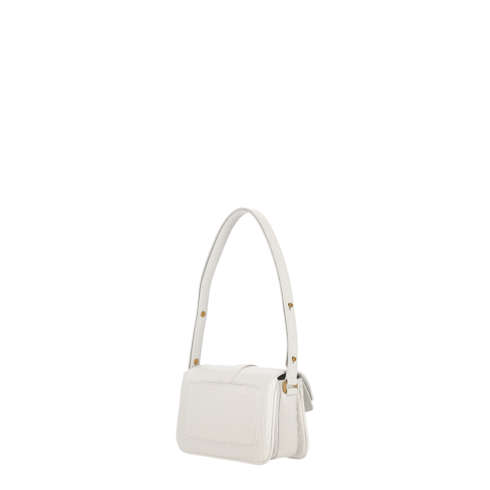 Clamshell Bag Embossed Shoulder Bag In White - Image 3