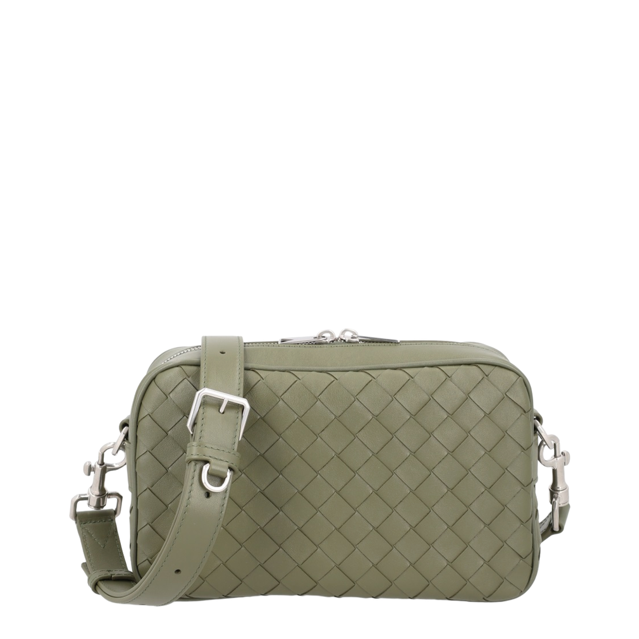 Intrecciato Small Calfskin Camera Bag - Green - Image 1
