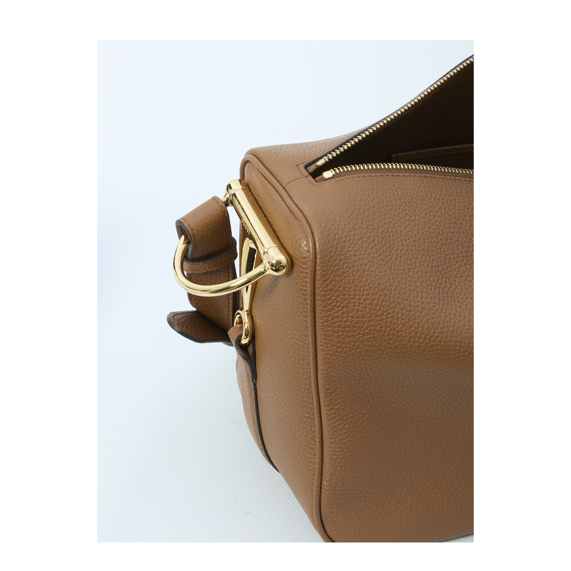 Horsebit Large Soft Grain Leather Shoulder Bag - Brown - Image 4
