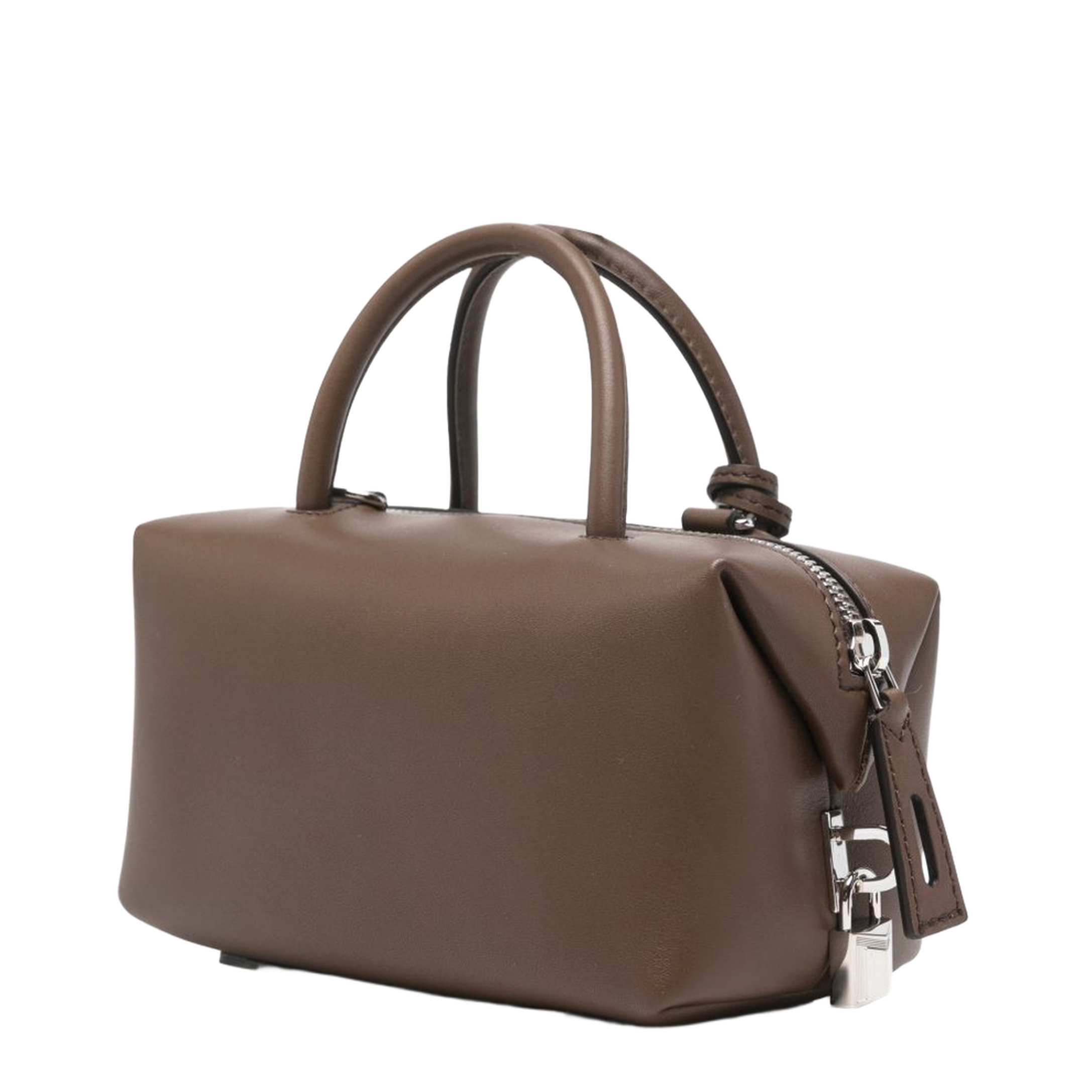 Zipped Leather Handbag - Brown - Image 3