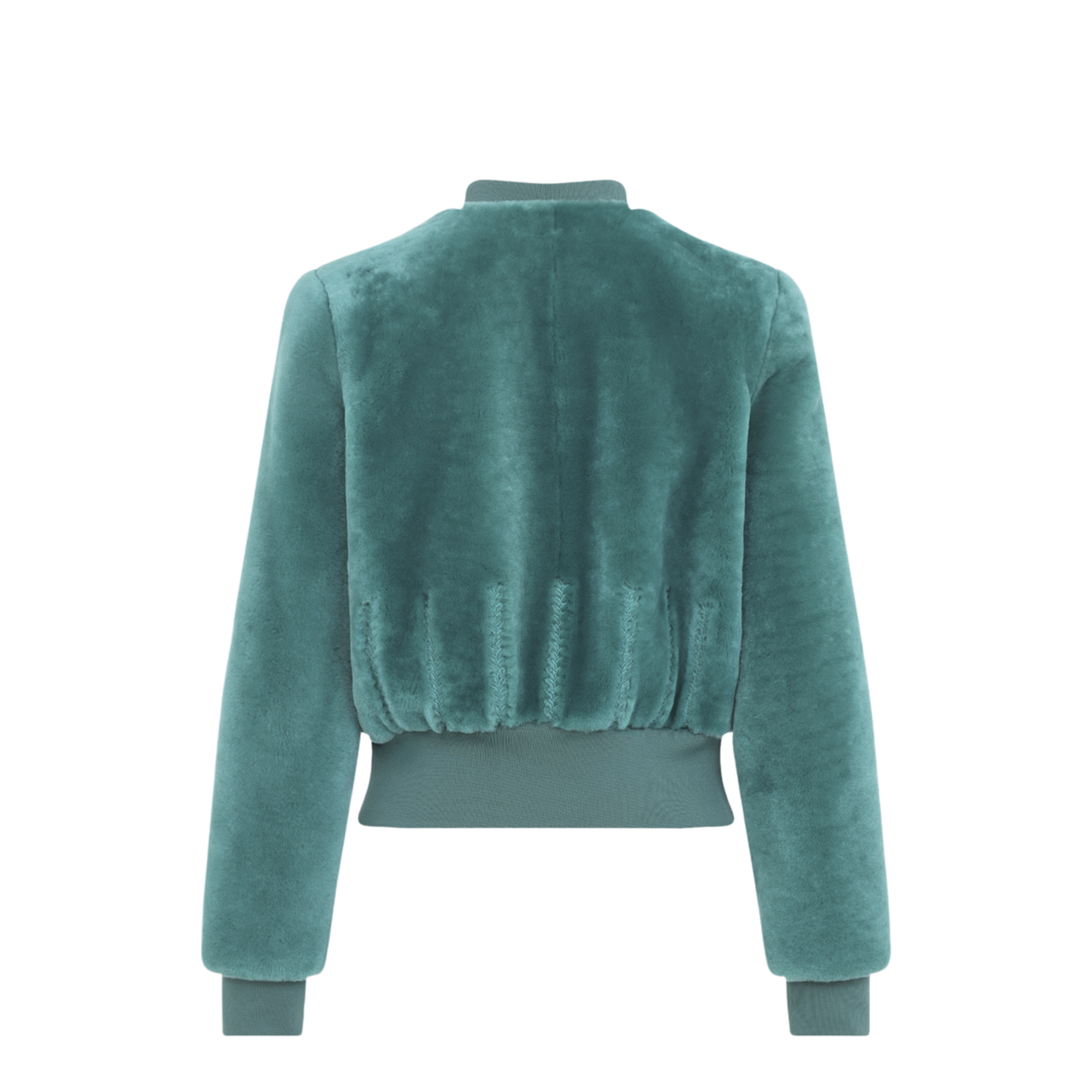 Cropped Shearling Bomber Jacket - Image 4