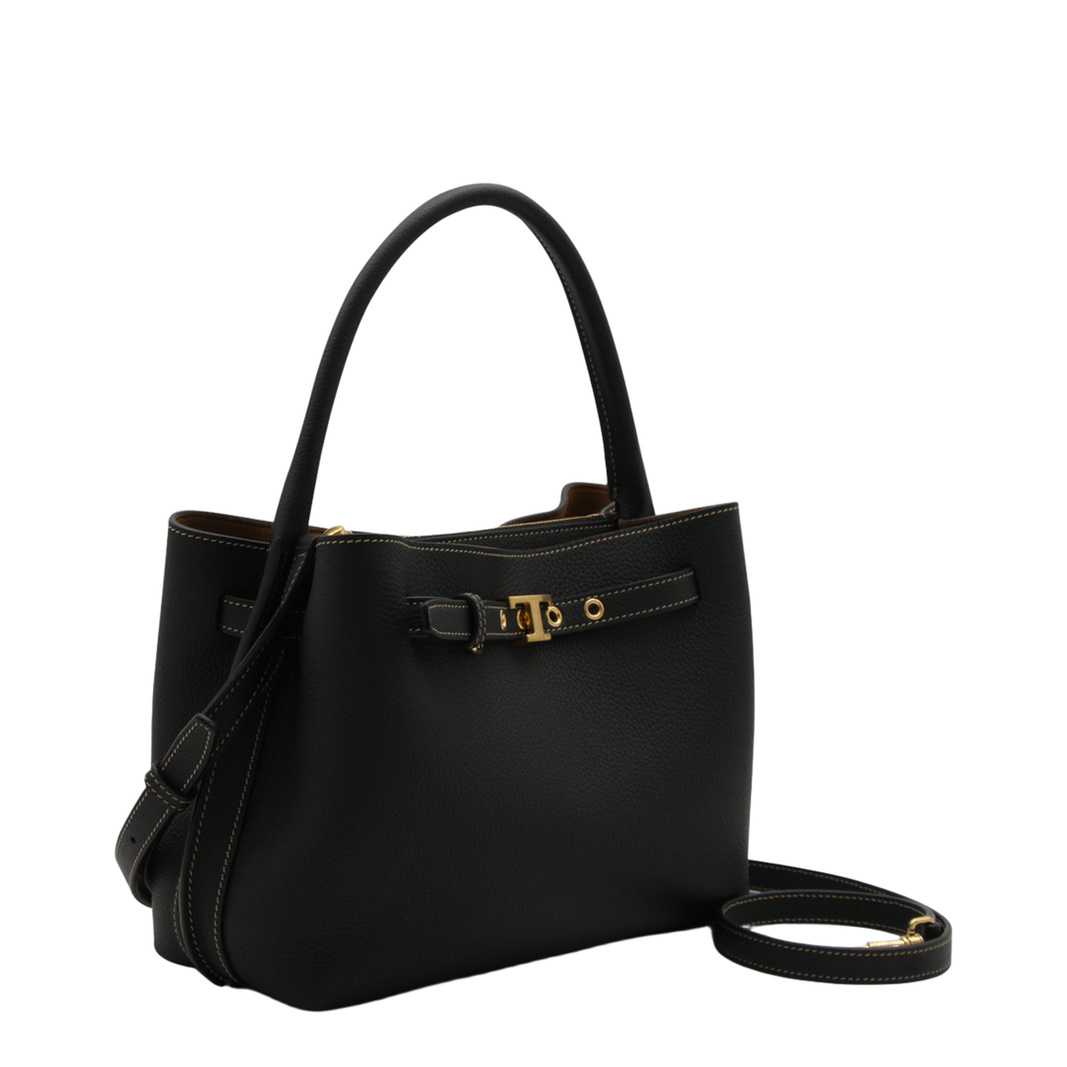 T Timeless Mini Calfskin Leather Top-Handle Bag - Black - Image 4