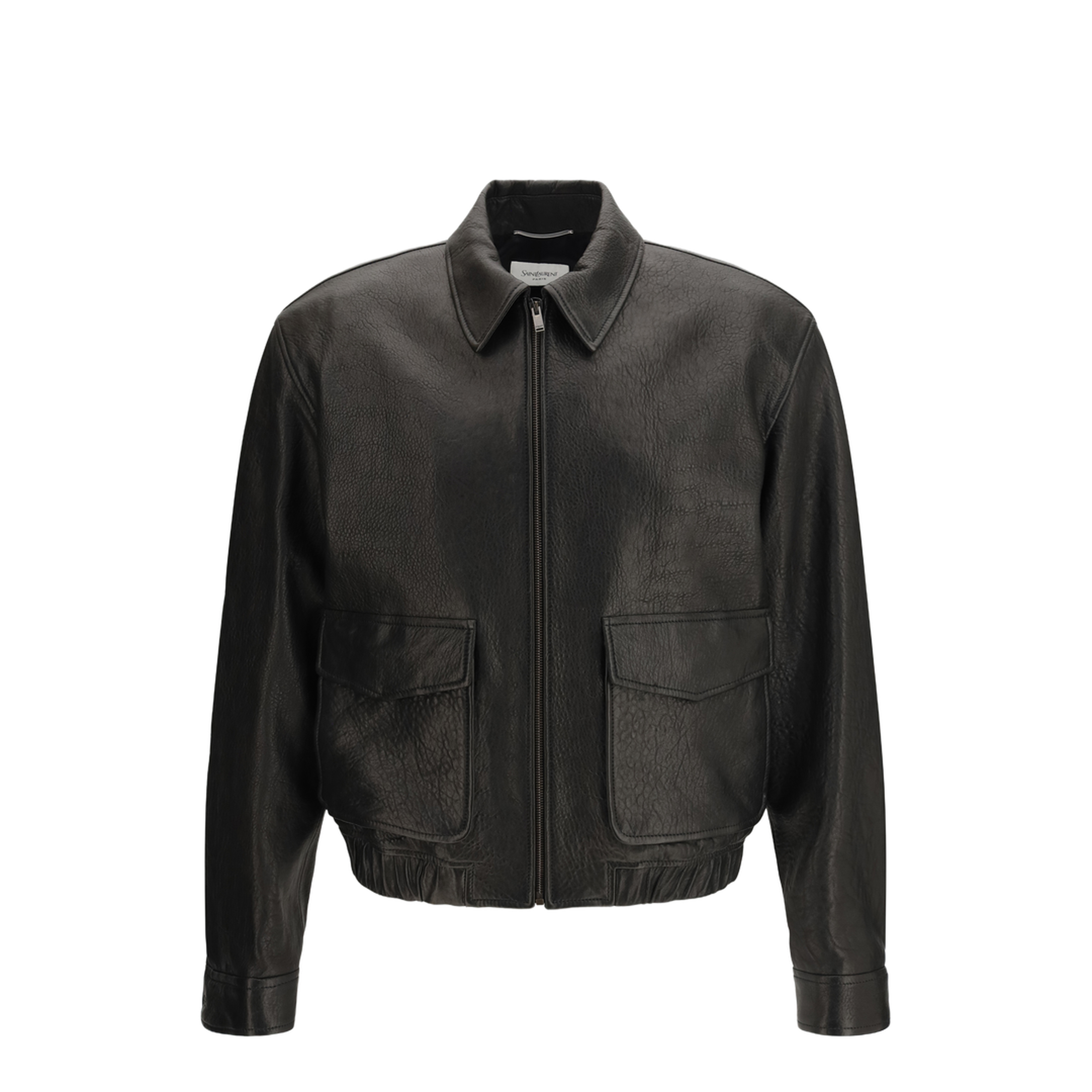 Short Lamb Leather Jacket with Pointed Collar - Image 1