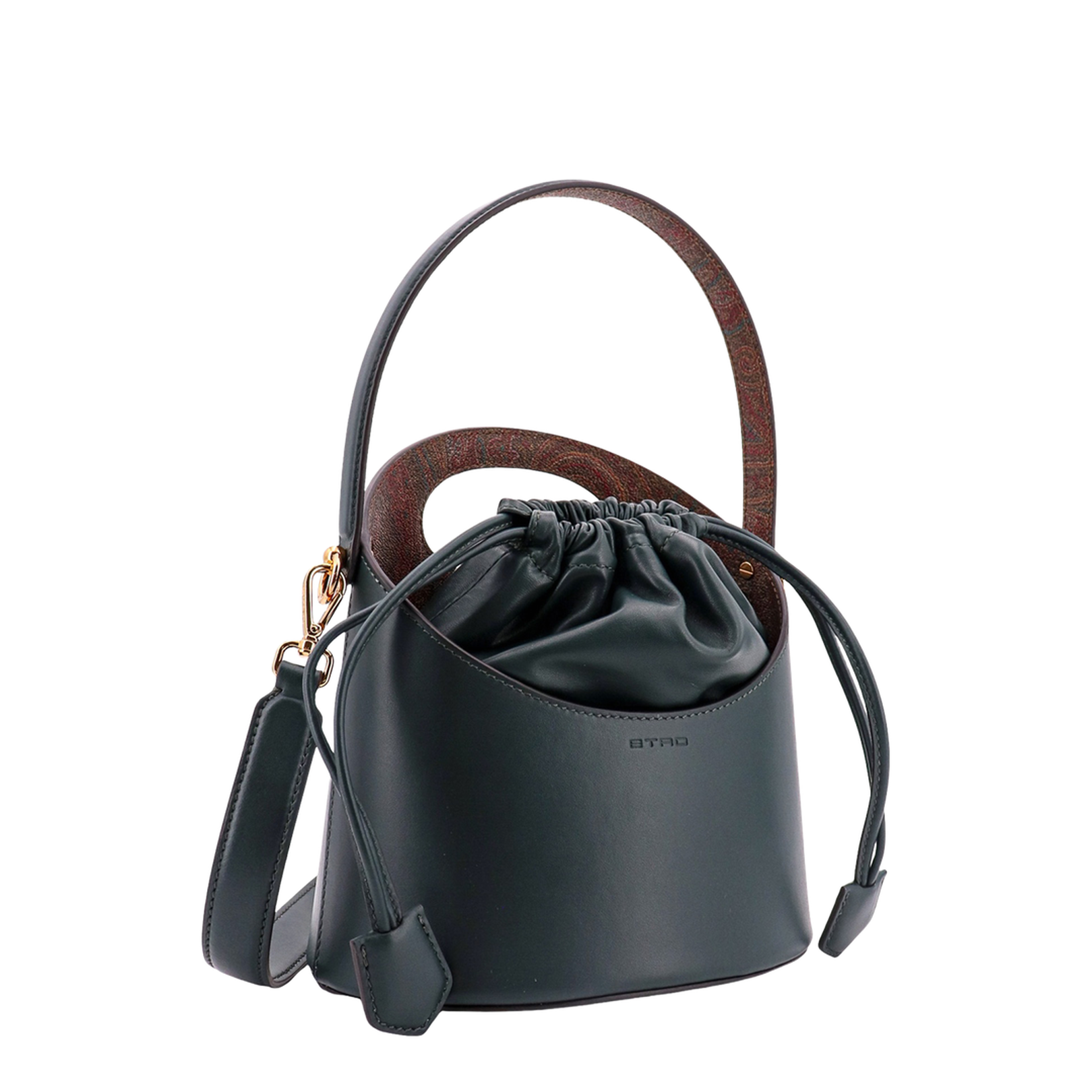 Elegant Green Leather Bucket Bag - Image 3