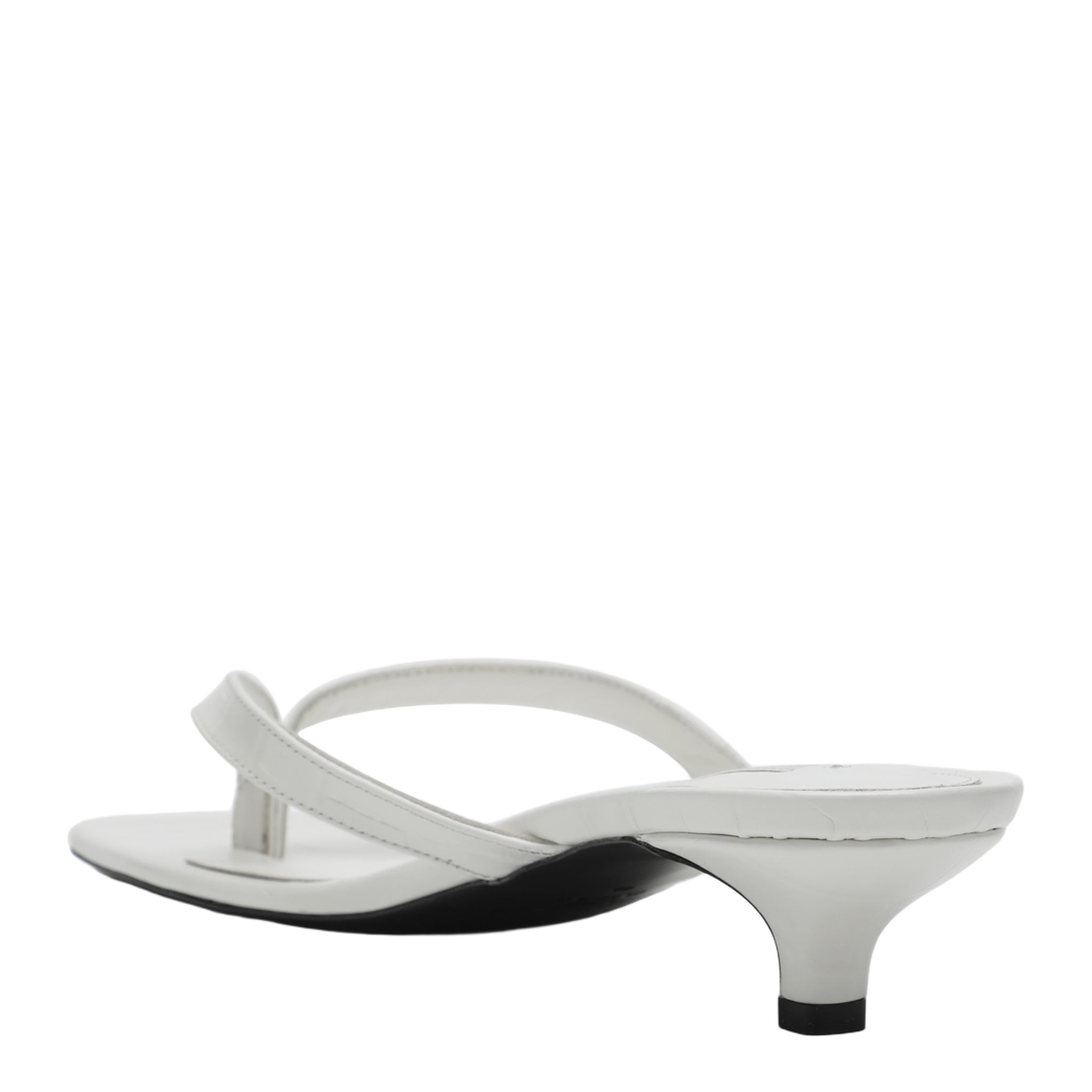 White Leather Heeled Thong Sandals - Image 2