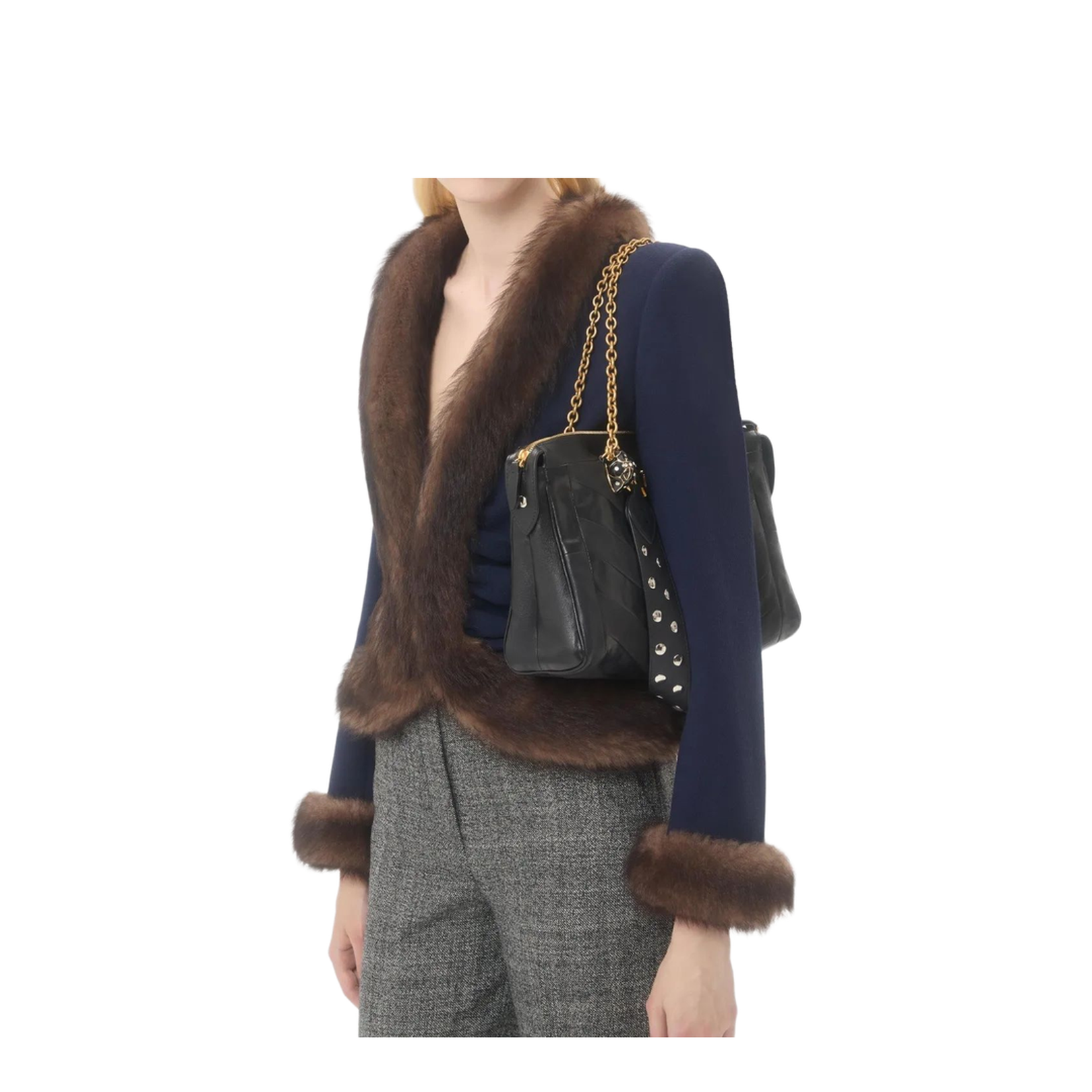 Panthea Nappa Leather Shoulder Bag - Black - Image 2