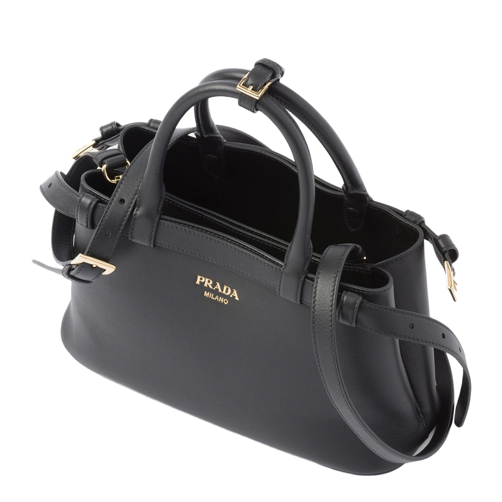 Buckle Small Calfskin Handbag - Black - Image 3