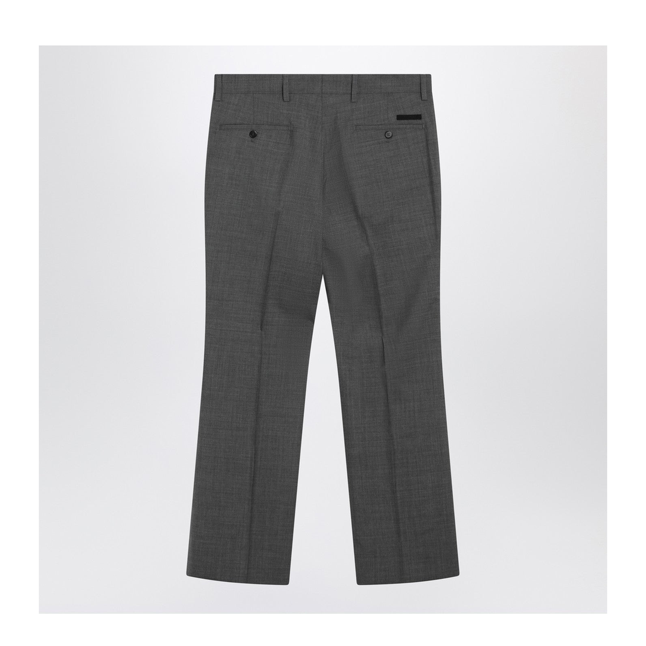 Grey Flared Wool Trousers - Image 2