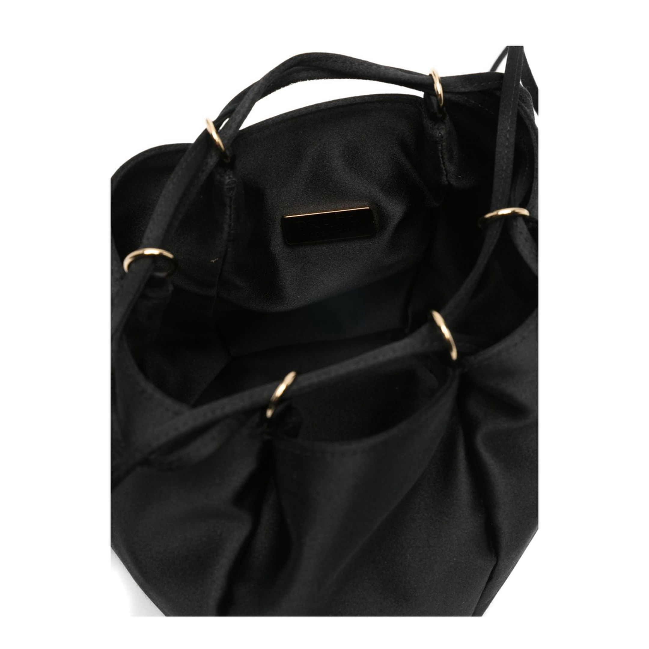 Mini Silk Viscose Bucket Bag - Black - Image 4