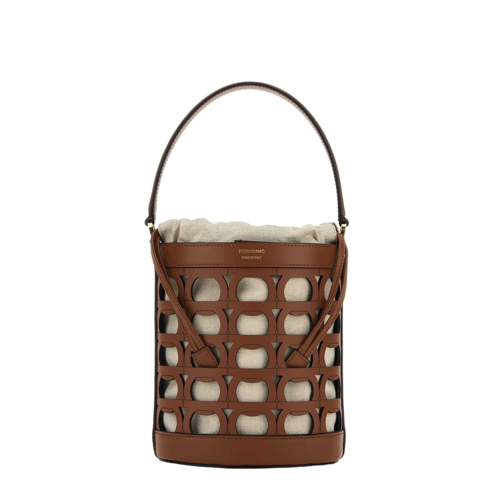 Caramel Leather Bucket Bag - Image 1