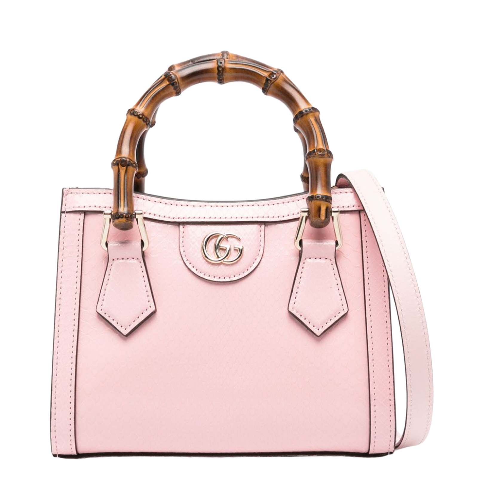 Diana Mini Python Tote - Pastel Pink - Image 1