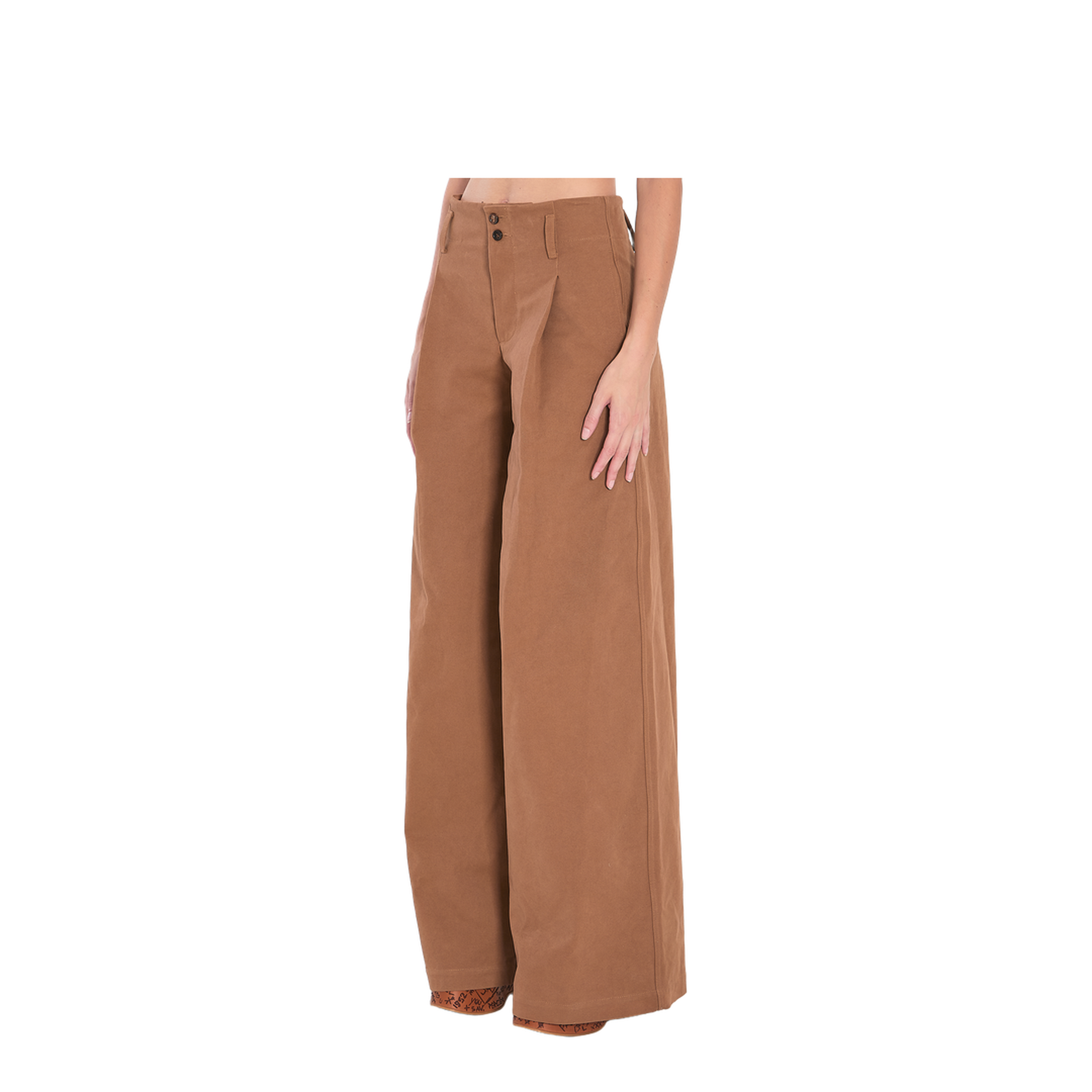 High-rise wide-leg pants in cotton canvas - Image 2