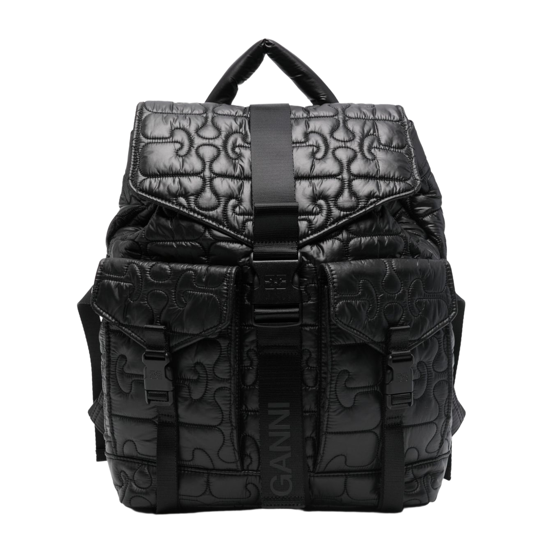 Re-Tech Quilted Nylon Backpack - Black - Image 1