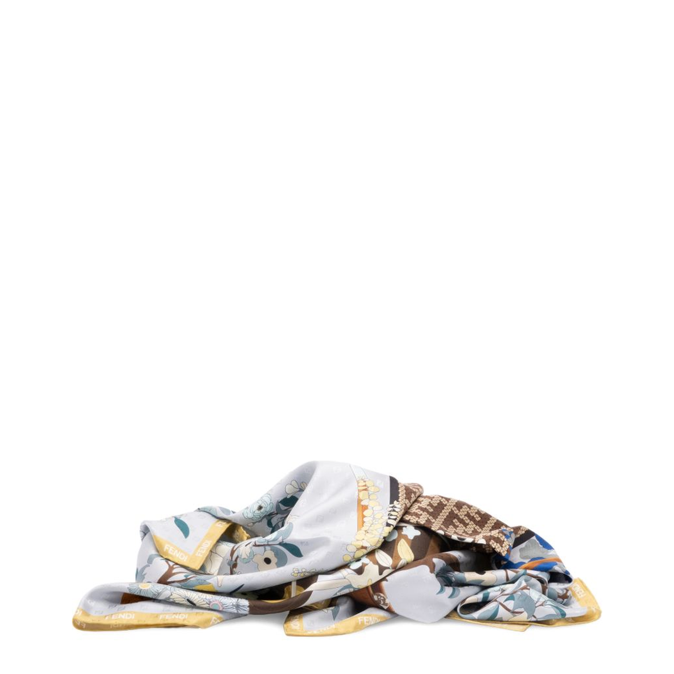 Gardening Light Blue Multicoloured Silk Foulard - Image 4