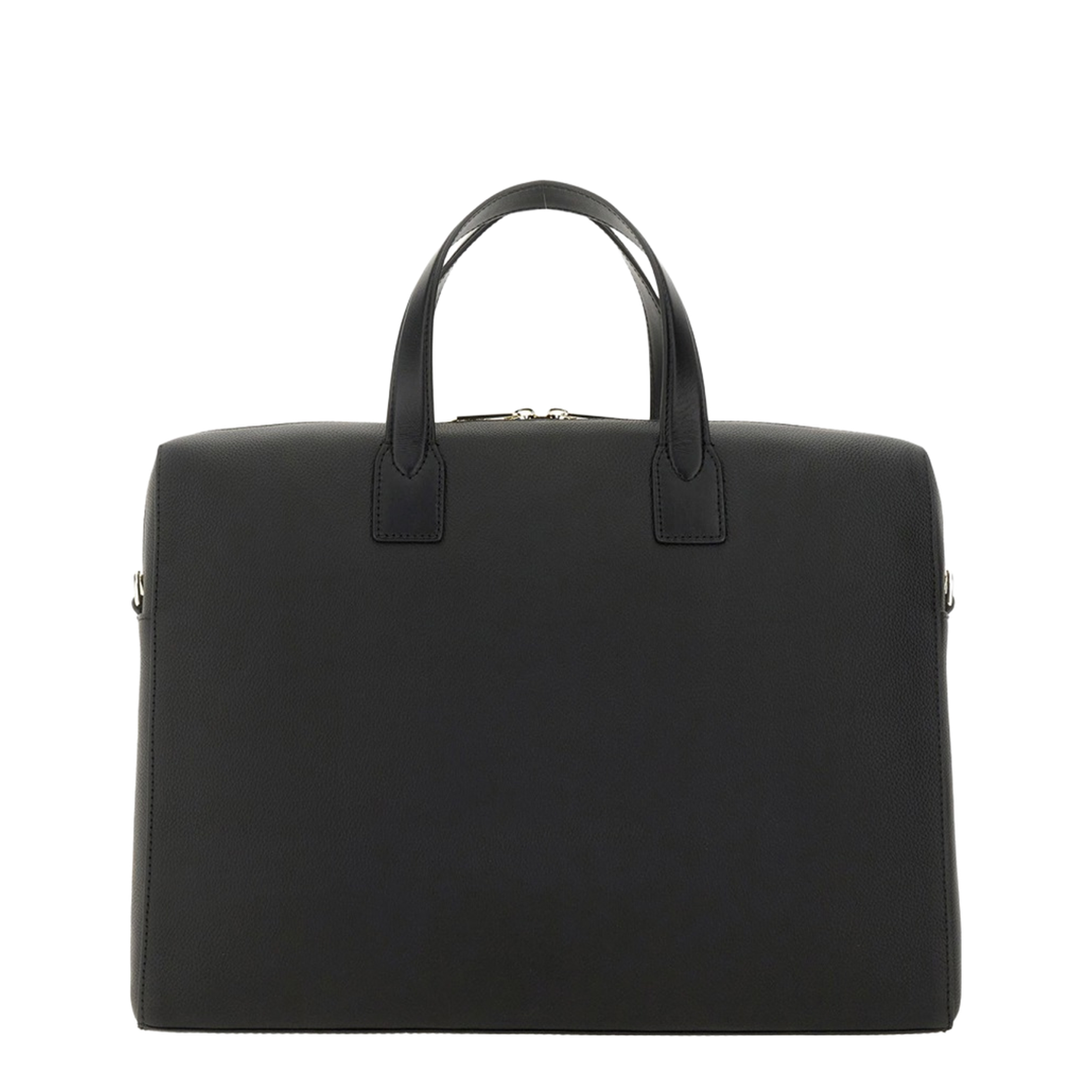 Black Leather Folio Bag with Signature Stripe Edges - Image 6