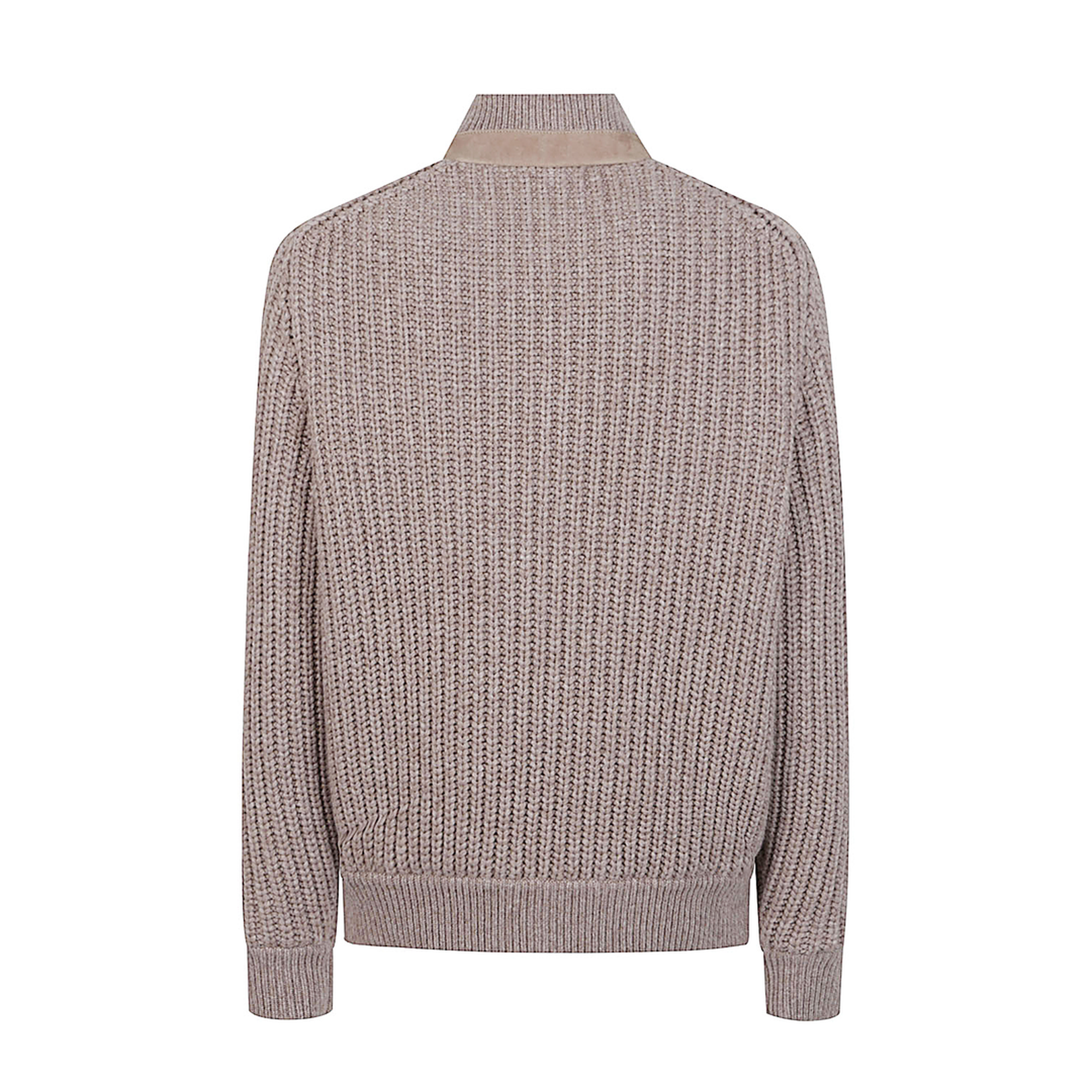 Beige Suede Bomber Jacket - Image 2