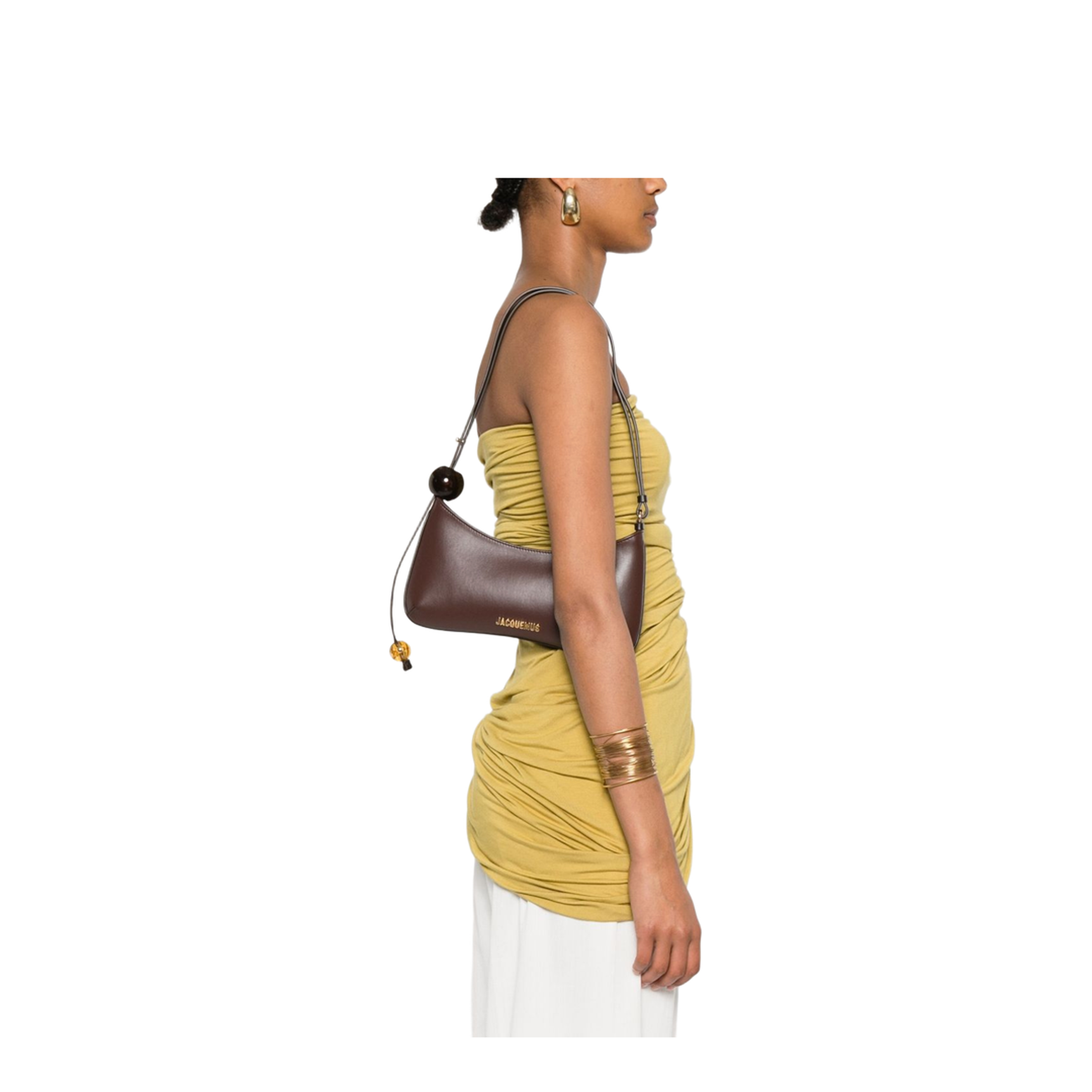 The Bisou Medium Leather Shoulder Bag - Walnut Brown - Image 3
