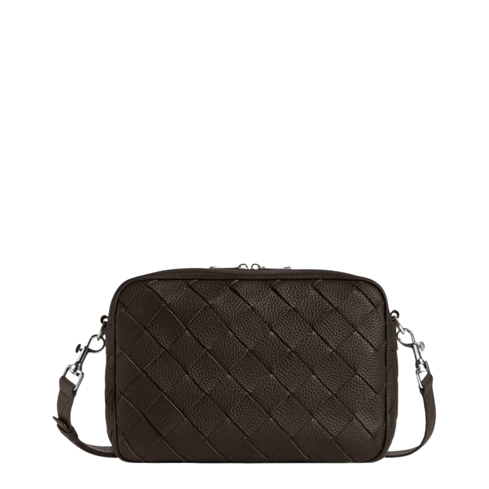 Intrecciato Leather Camera Bags - Brown - Image 1