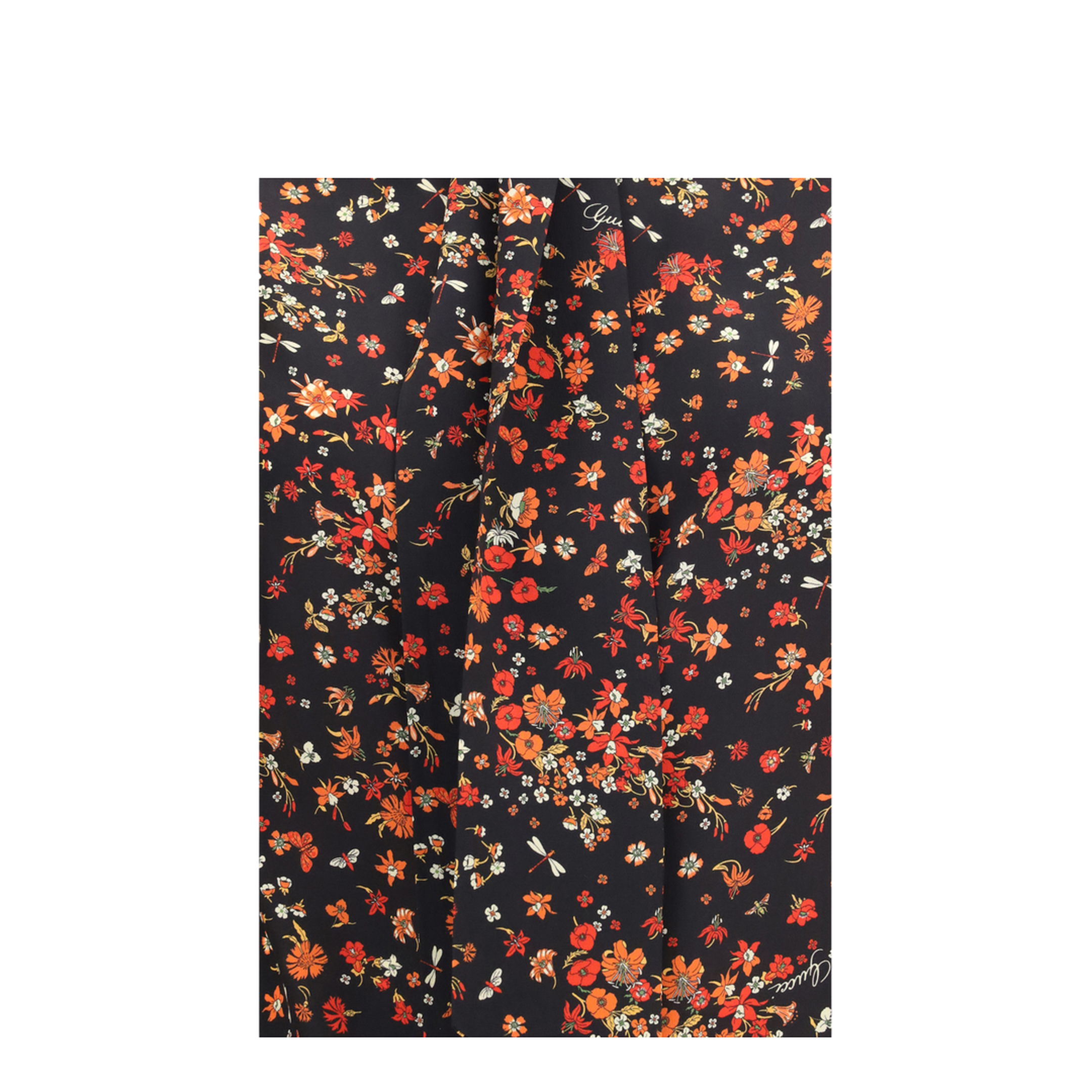Silk Flora Print Shirt with Neck Bow - Image 3