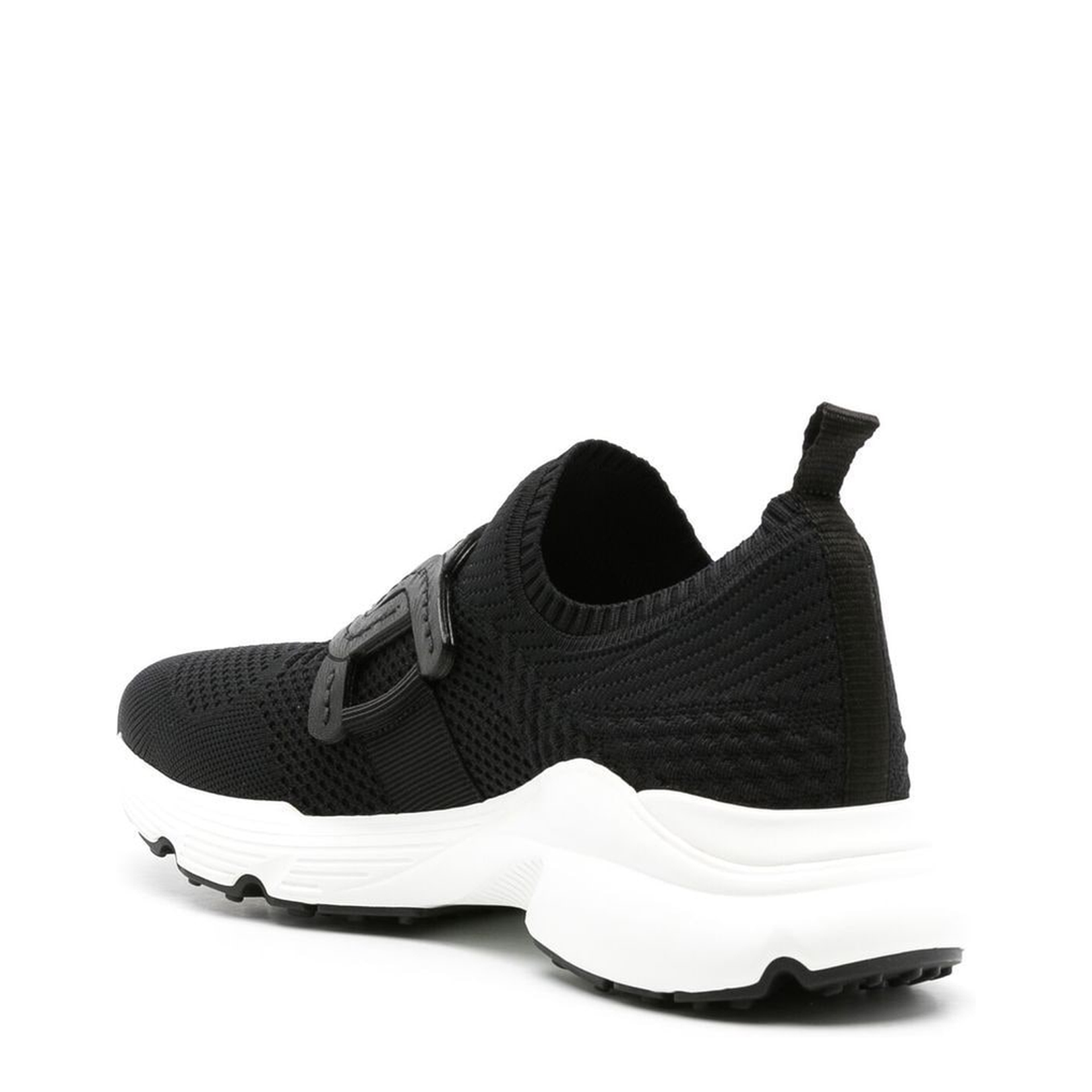 Black Fabric Chain-Link Detailing Sock-Style Ankle Shoes - Image 2