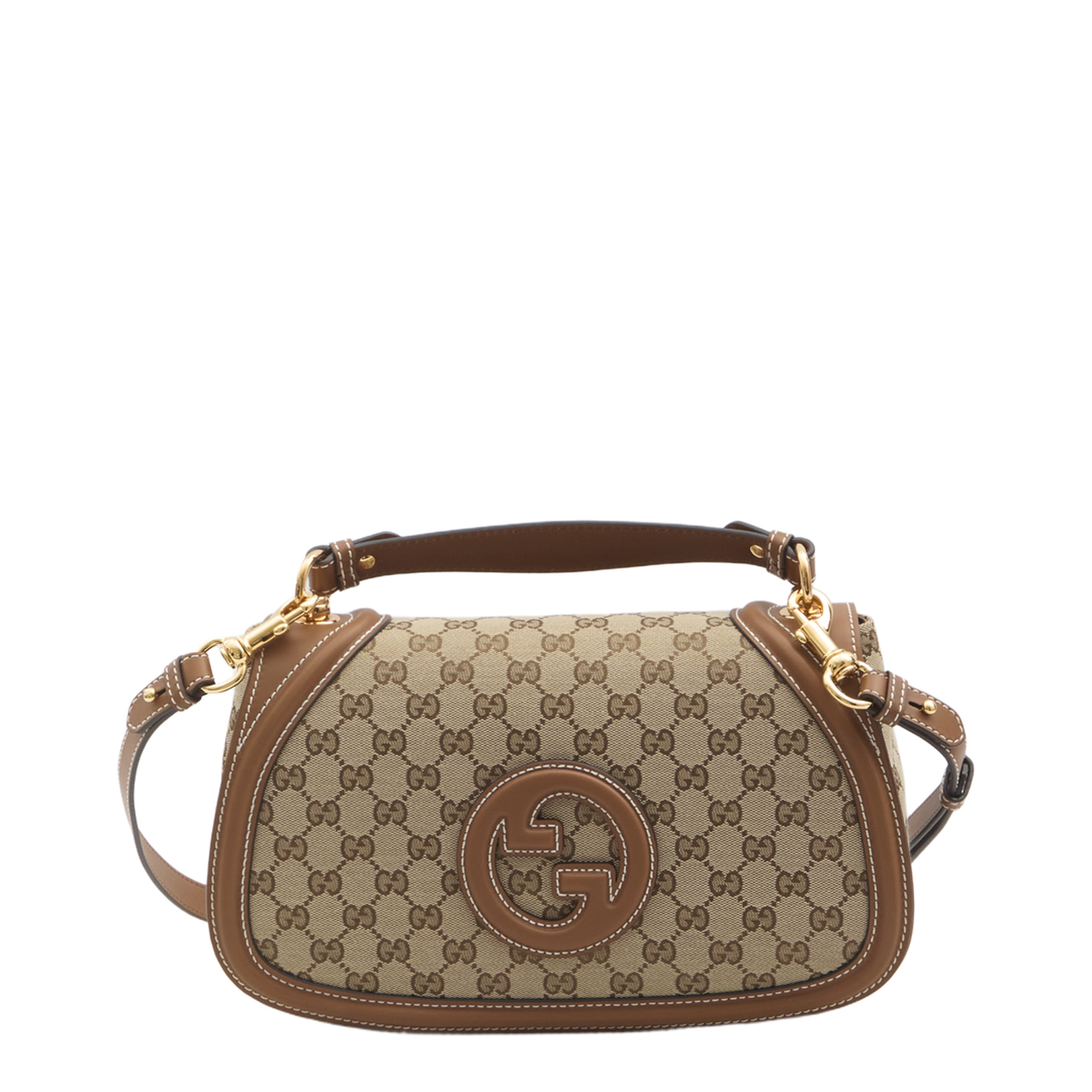 Blondie Large Canvas Top Handle Bag - Beige and dark brown GG canvas - Image 3