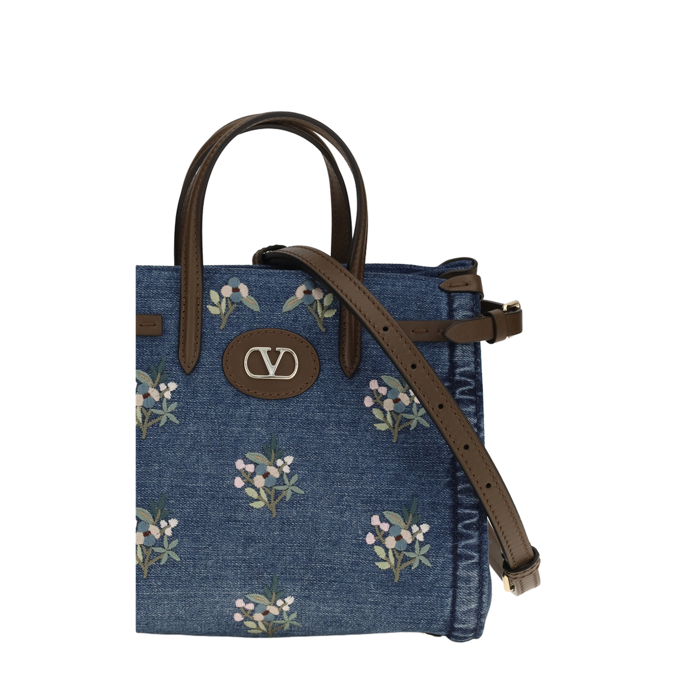 Small Antibes Handbag in Embroidered Denim - Image 4