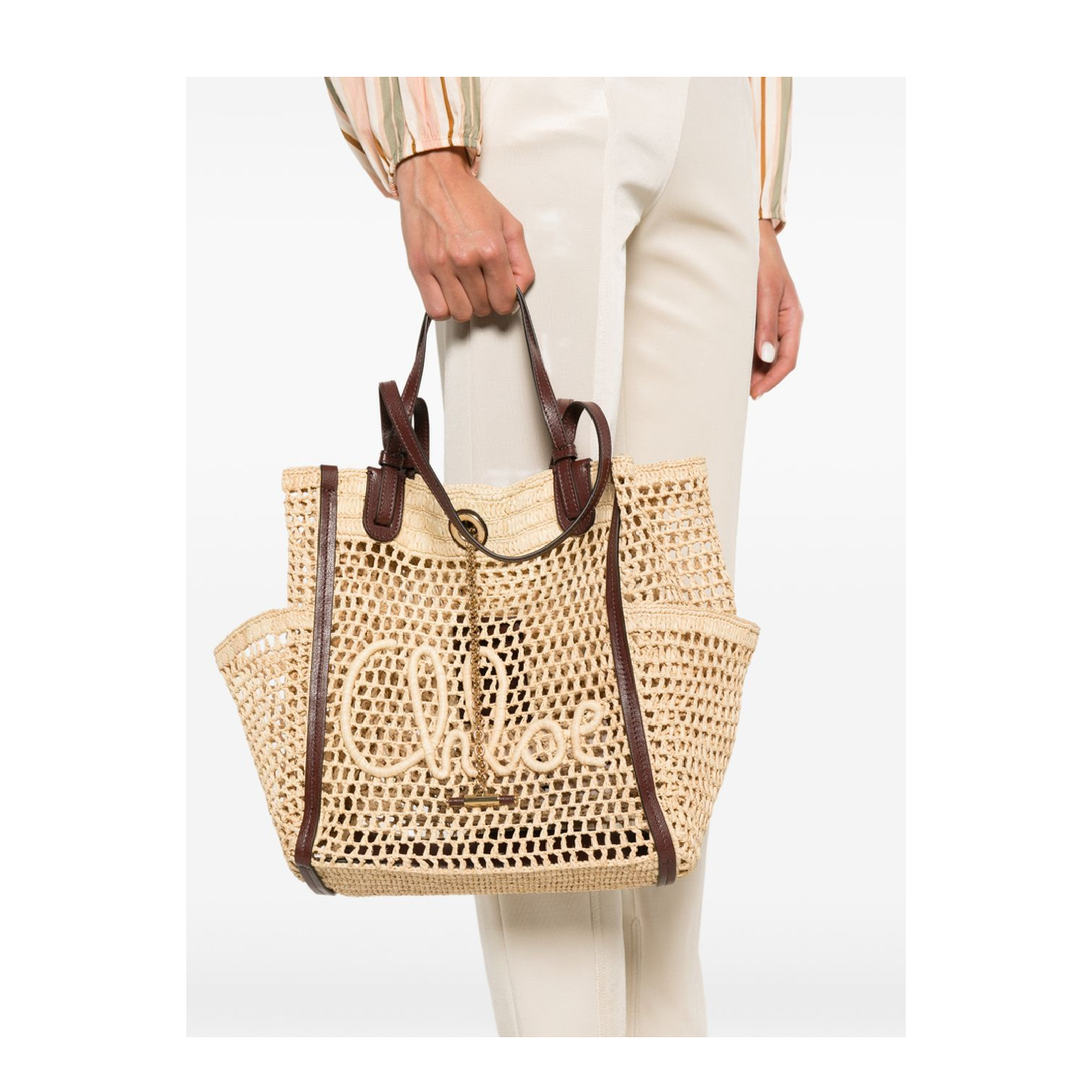 Iconic Raffia Tote Bag - Hot Sand - Image 5