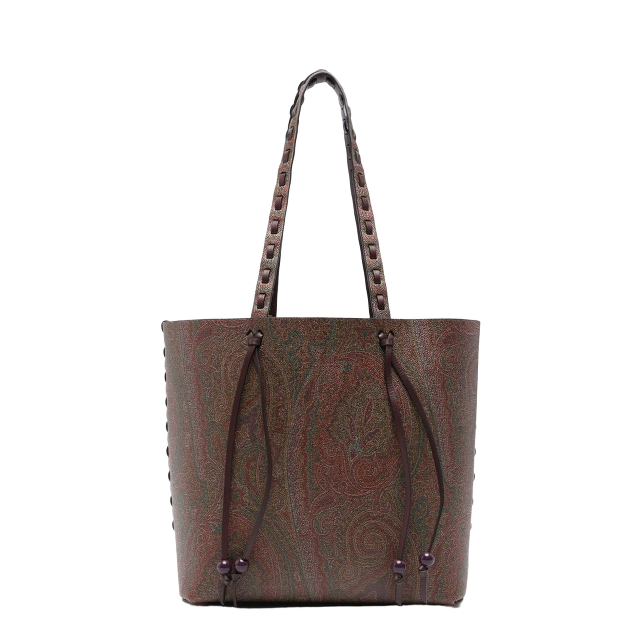 Essential Medium Coated Paisley Jacquard Tote Bag - Brown - Image 1
