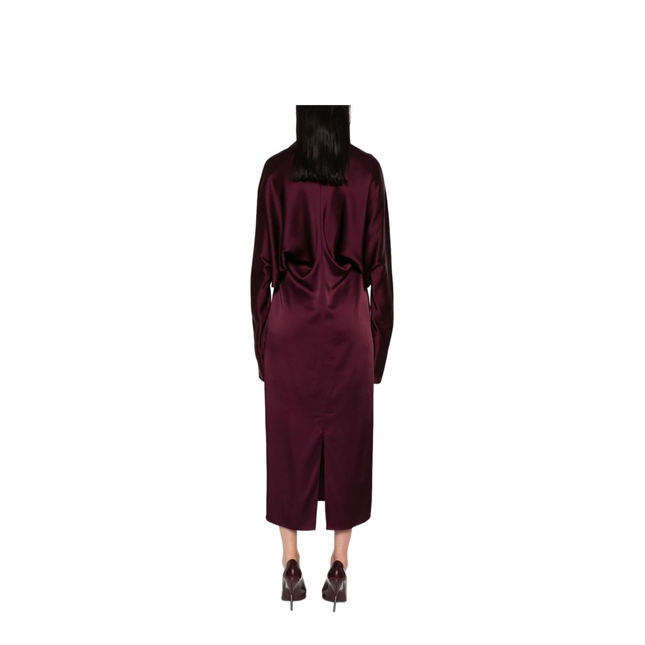 Midi Dress With Cape Sleeves - Red - Image 3