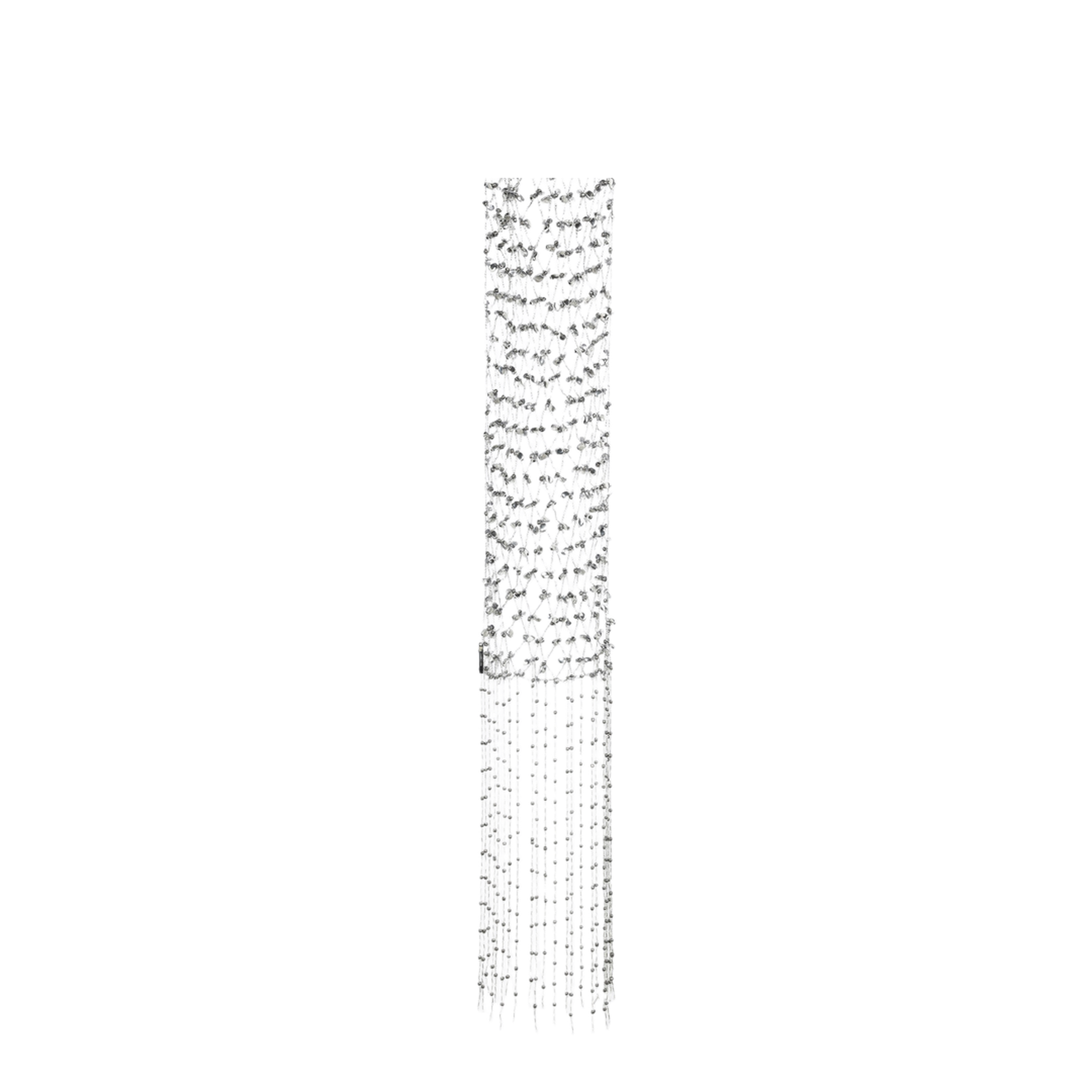 Silver Beaded Scarf with Fringes - Image 2
